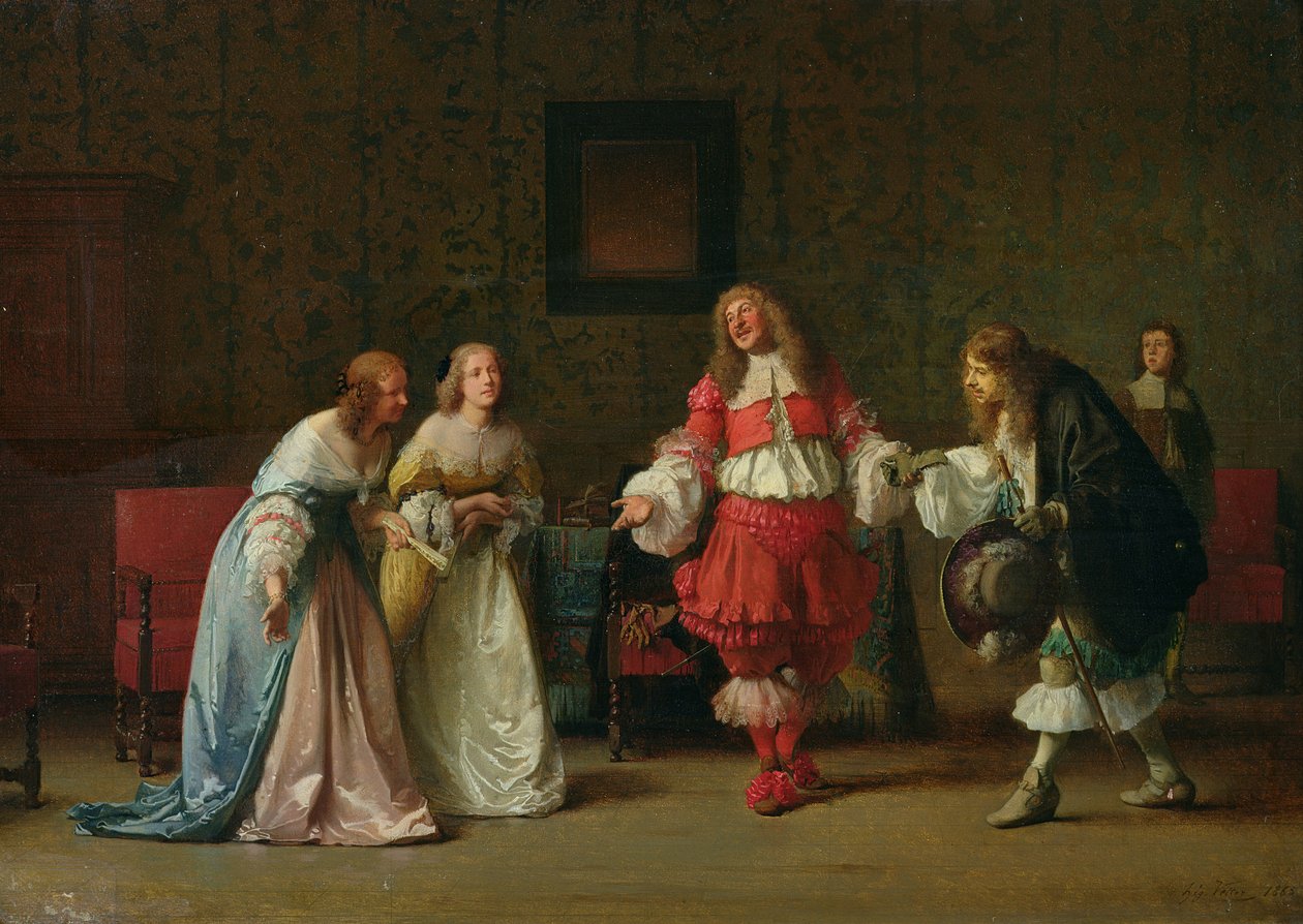 Mascarille stellt Jodelet Cathos und Madelon vor, 1865 von Jean Hegesippe Vetter