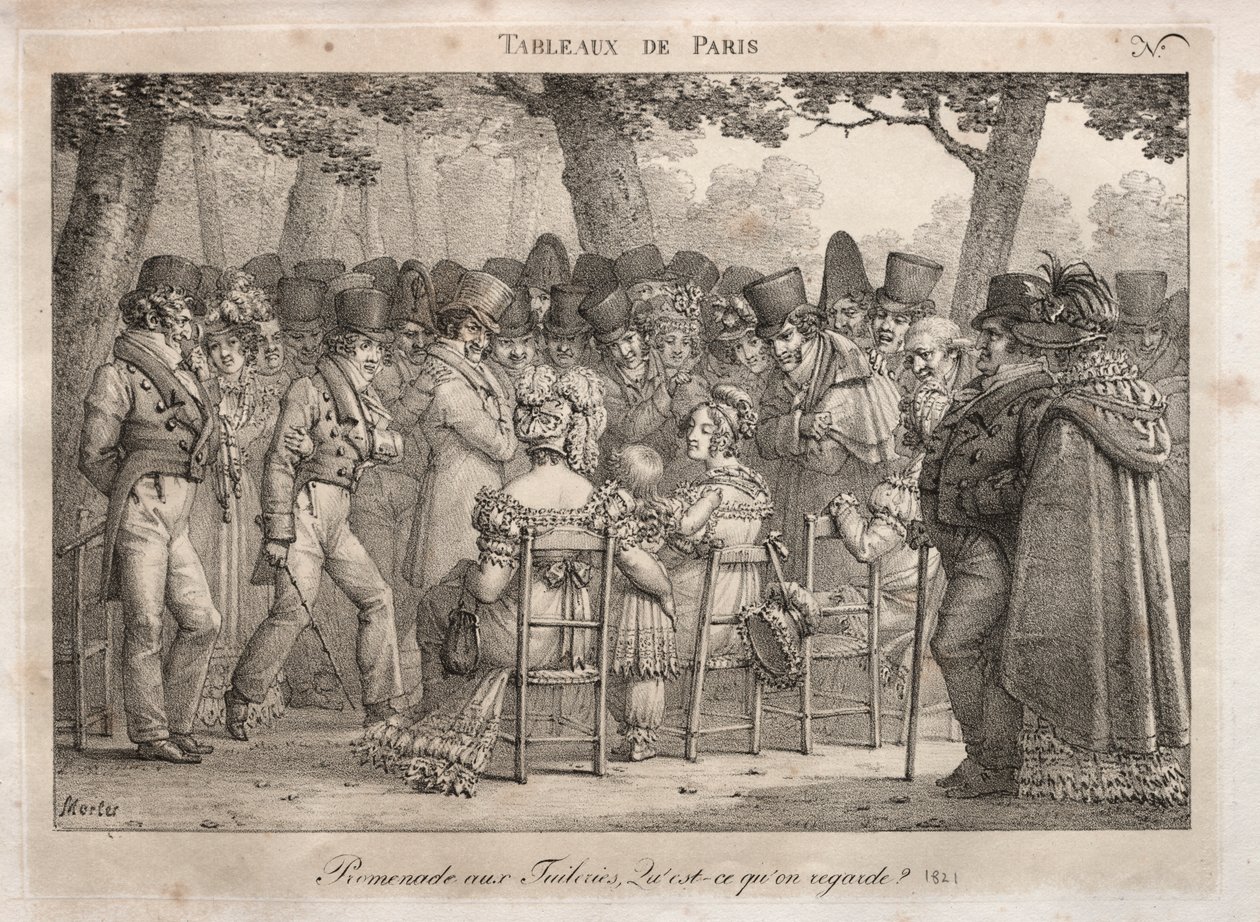 Szenen aus Paris: Spaziergang in den Tuilerien. Was schauen sie sich an. von Jean Henri Marlet