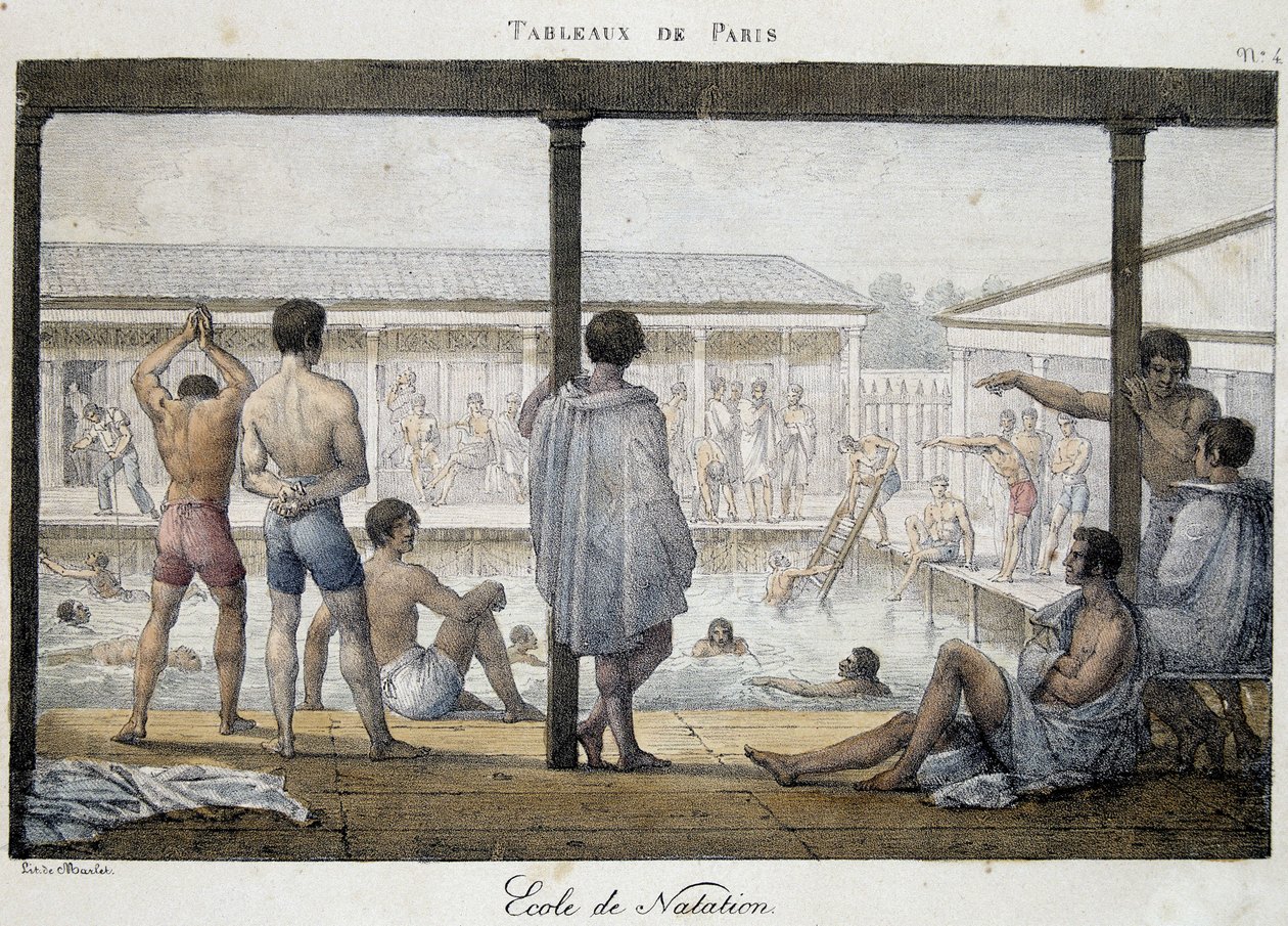 Schwimmschule - in „Gemälde von Paris“ von Marlet von Jean Henri Marlet