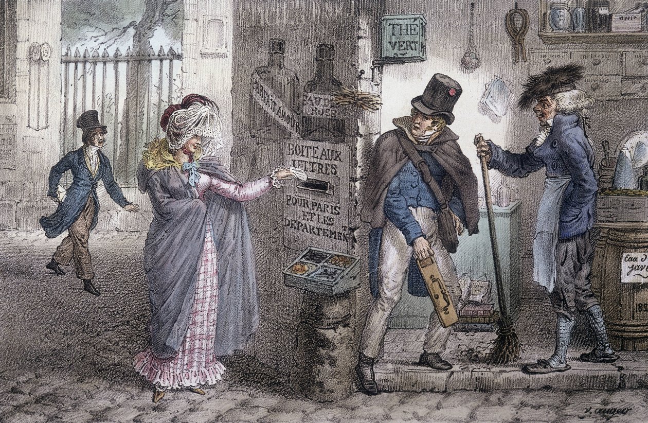 Der Briefkasten - Lithographie von Marlet, späte 19. Jahrhundert von Jean Henri Marlet