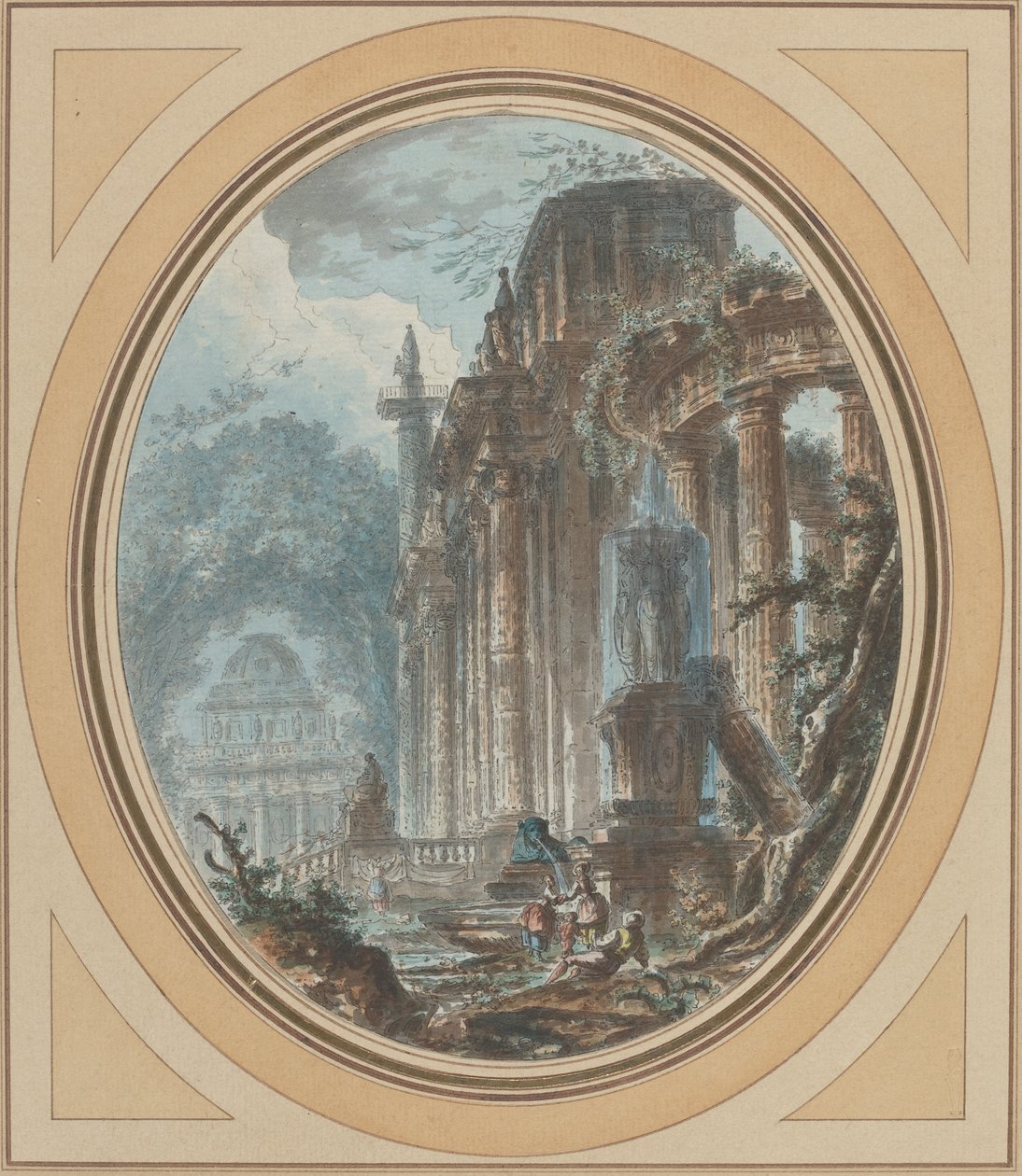 Garten-Capriccio mit antiken Ruinen von Jean Henry Alexandre Pernet