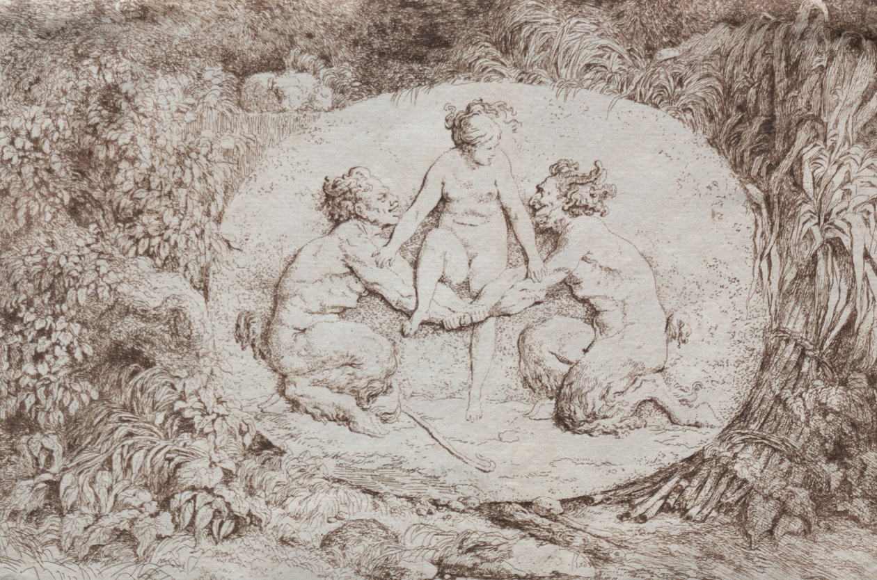 Bacchanalien: Nymphe von zwei Satyrn gestützt, 1763 von Jean Honore Fragonard