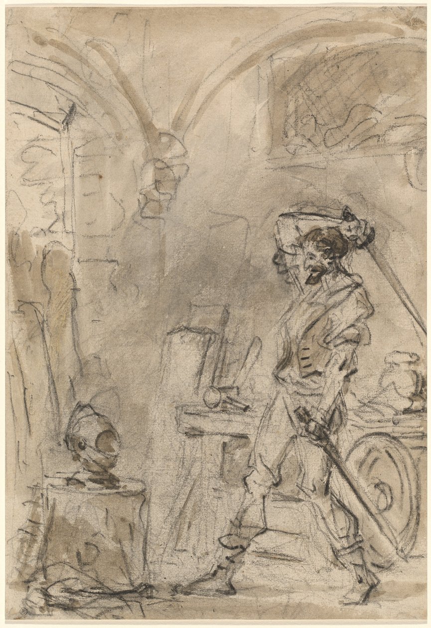 Don Quijote kurz vor dem Schlag auf den Helm von Jean-Honore Fragonard