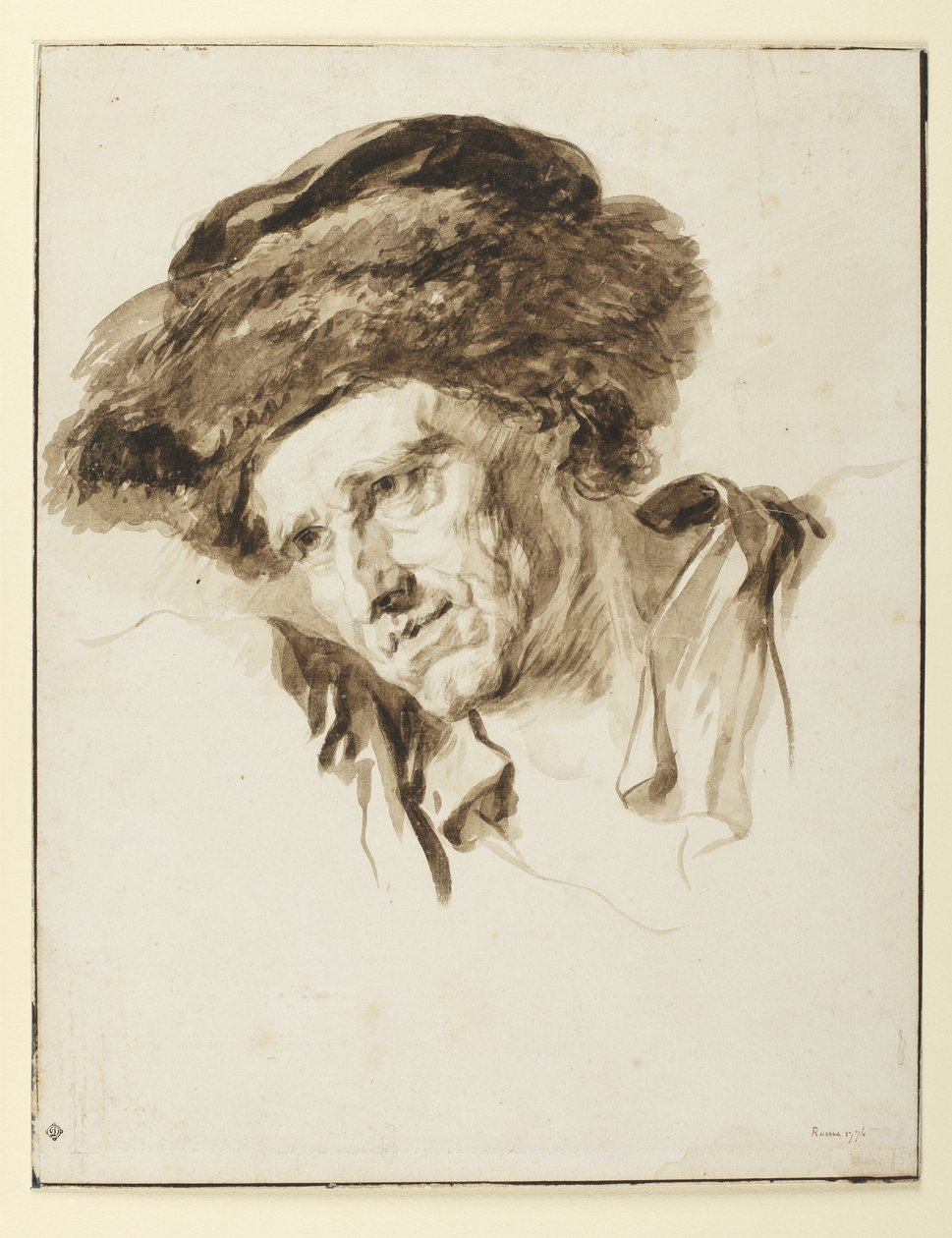 Kopf eines Mannes mit Pelzmütze, 1774 von Jean Honore Fragonard