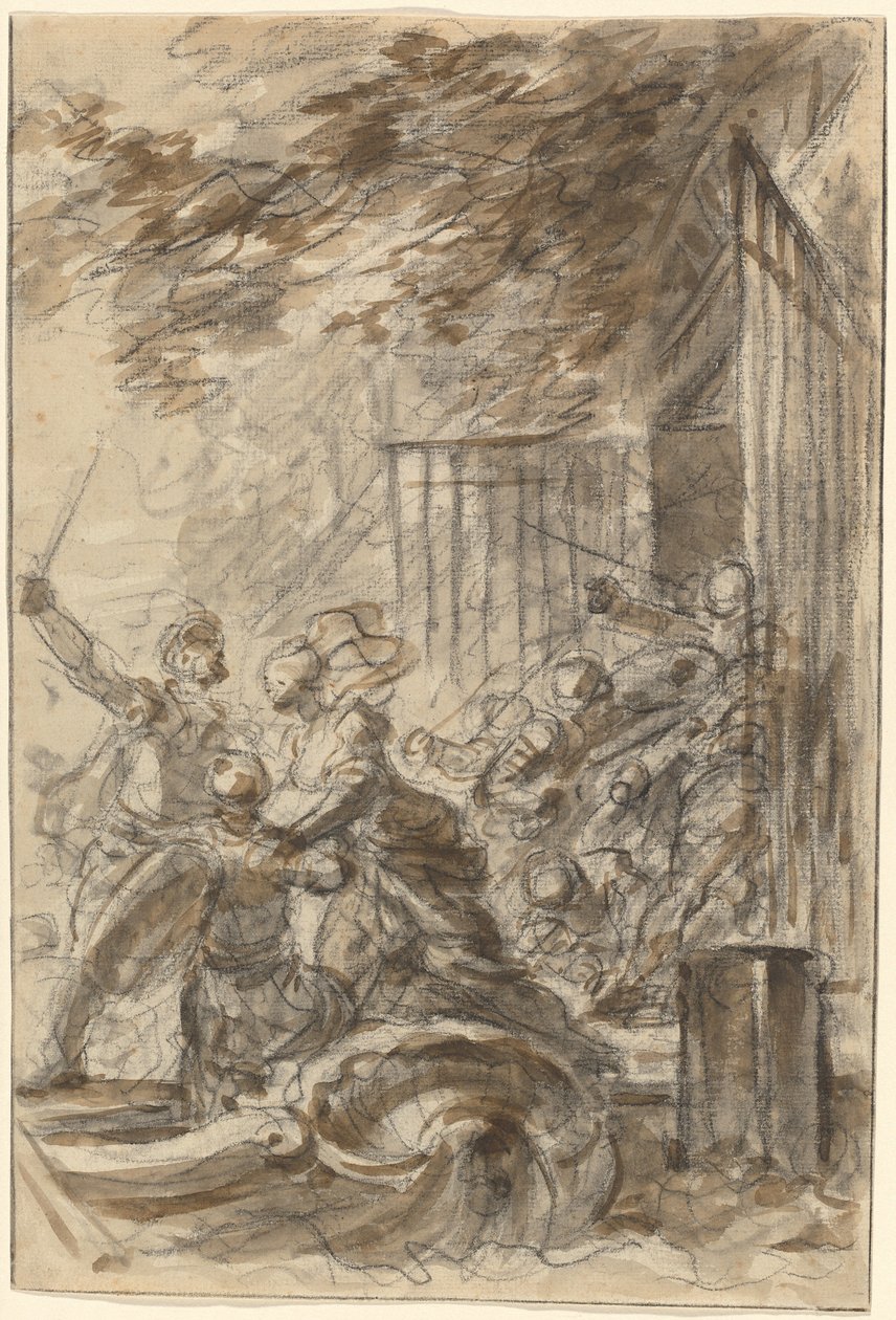 Isabella verlässt ihr Zuhause, um Odorico und seinen Männern zu folgen von Jean Honore Fragonard