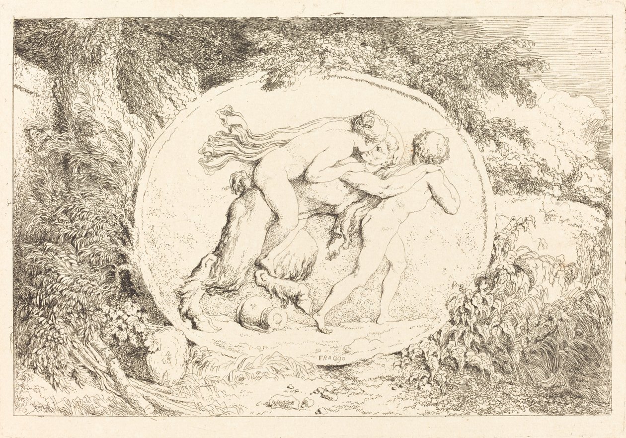 Nymphe reitet auf einem Satyr (Jeune fille a califourchon sur un satyre) von Jean Honore Fragonard