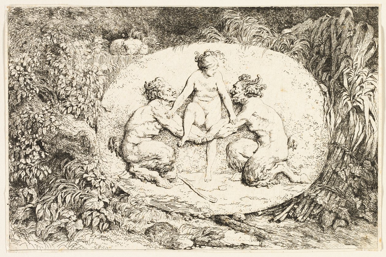 Nymphe auf den Händen von zwei Satyrn aus Bacchanales oder Satyrspiele von Jean Honore Fragonard