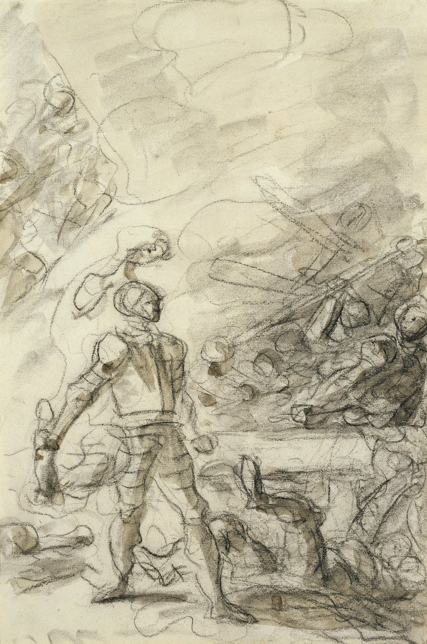 Orlando bezwingt einen Räuber mit einem Feuerbrand von Jean Honore Fragonard