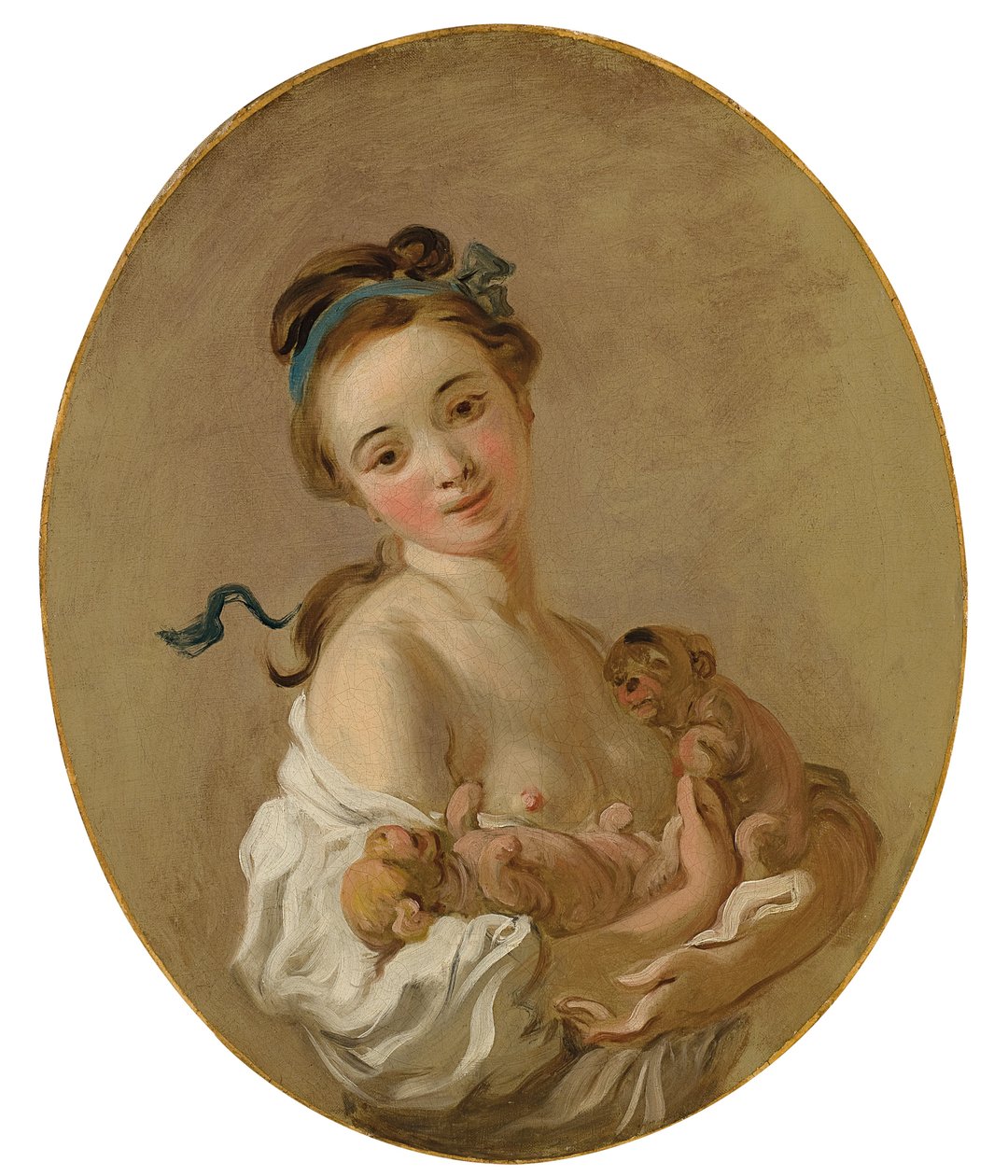 Junges Mädchen mit zwei Welpen, ca. 1770 von Jean Honore Fragonard