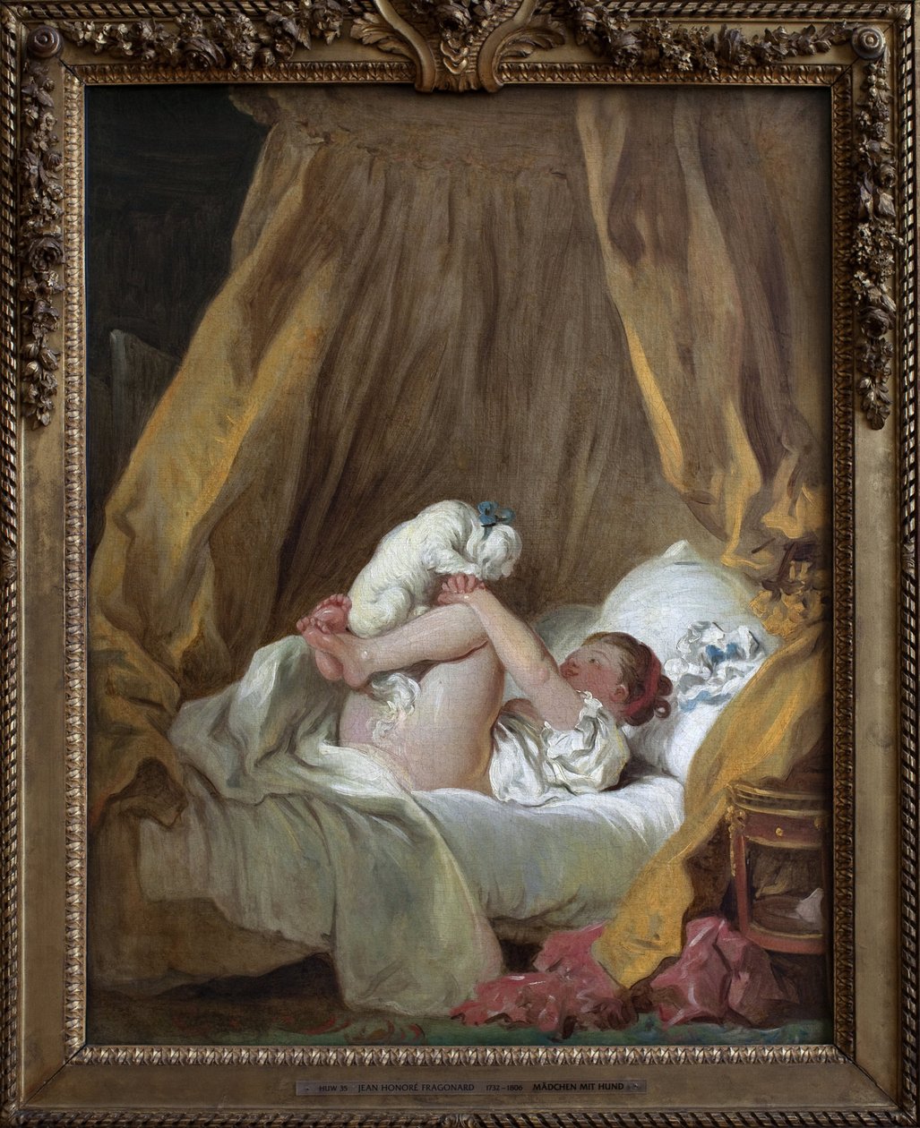Junges Mädchen mit einem Hund von Jean Honore Fragonard