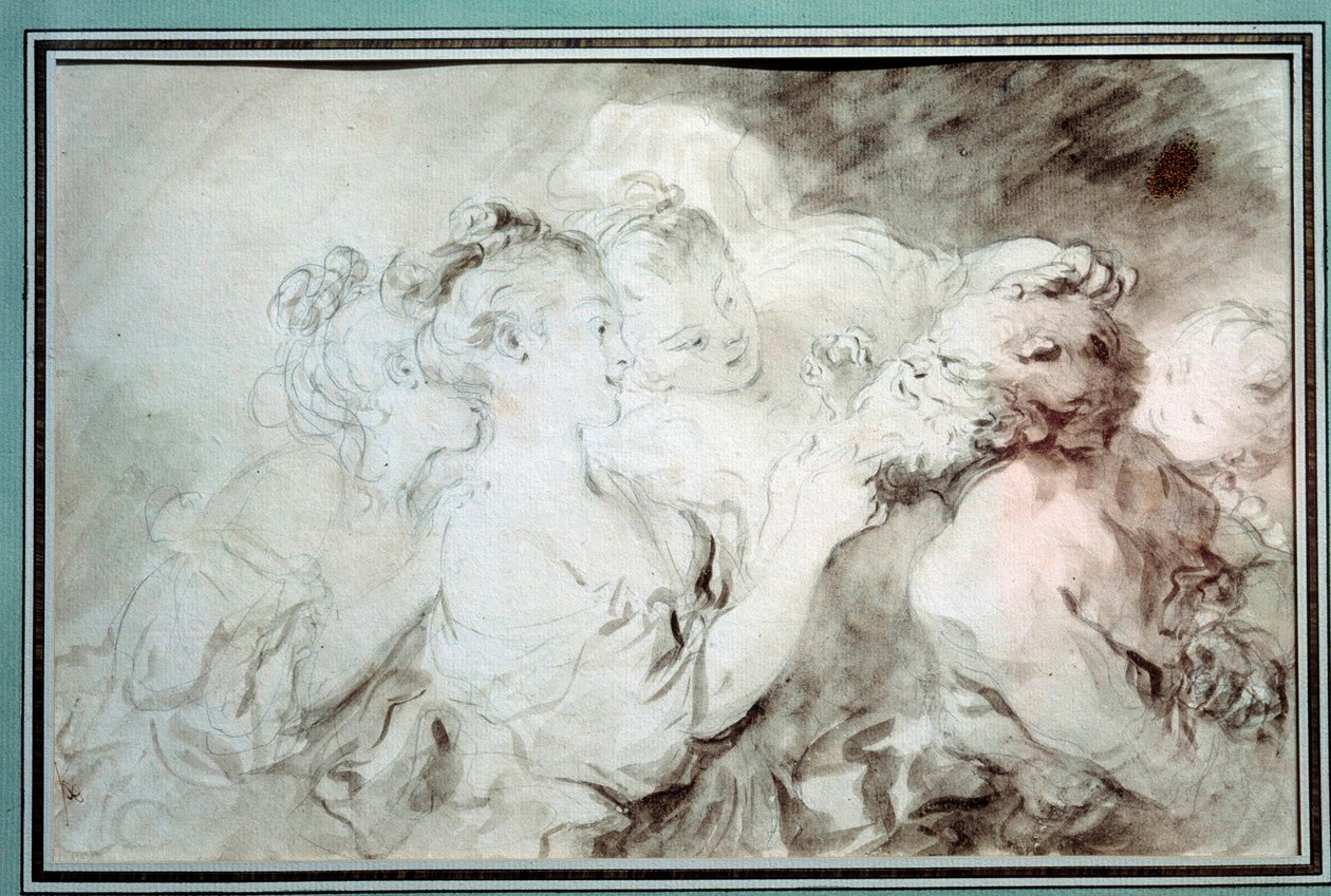 Junge Mädchen ringen mit einem Satyr von Jean Honore Fragonard