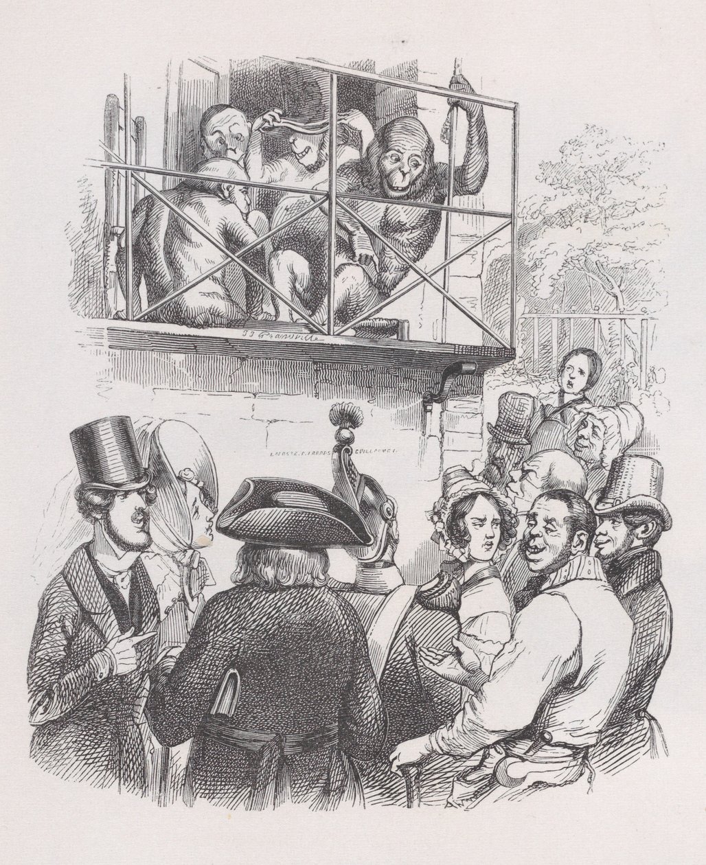 Orang-Utans aus den gesammelten Werken von Béranger, 1836 von Jean Ignace Isidore Gérard