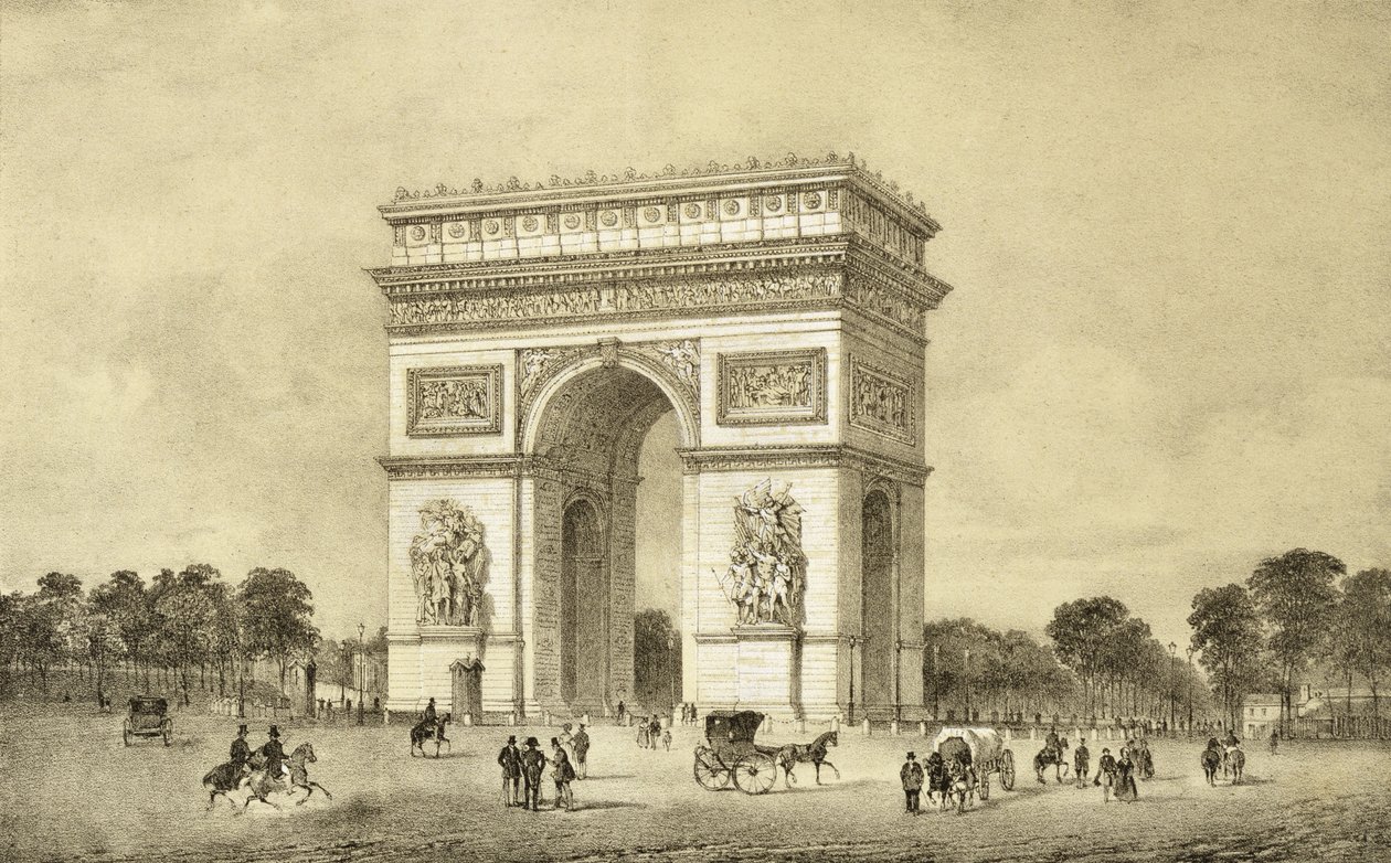 Der Triumphbogen, Paris, graviert von Auguste Bry von Jean Jacottet