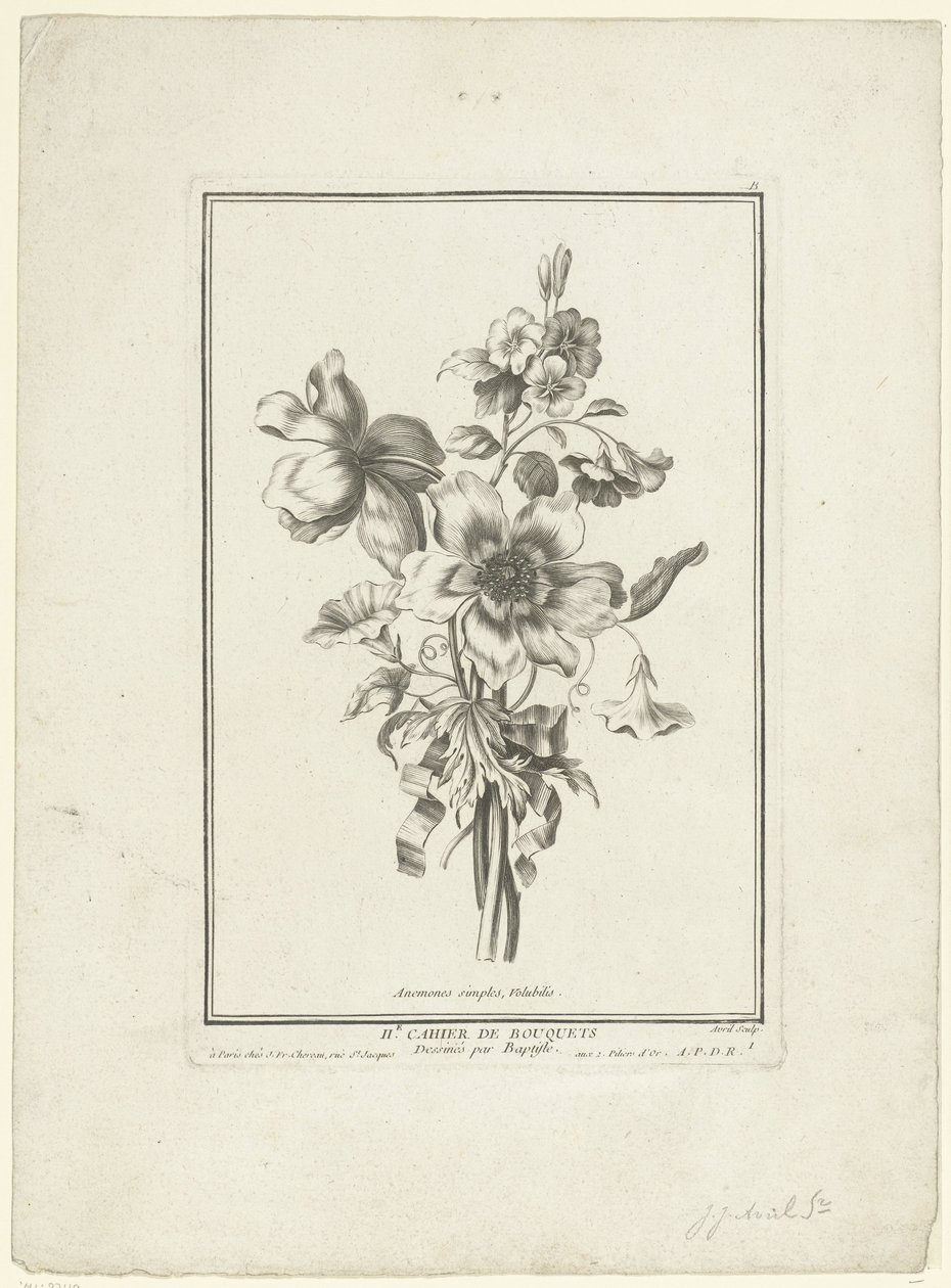 Blumenstrauß aus Anemone und Winde von Jean Jacques Avril (I)