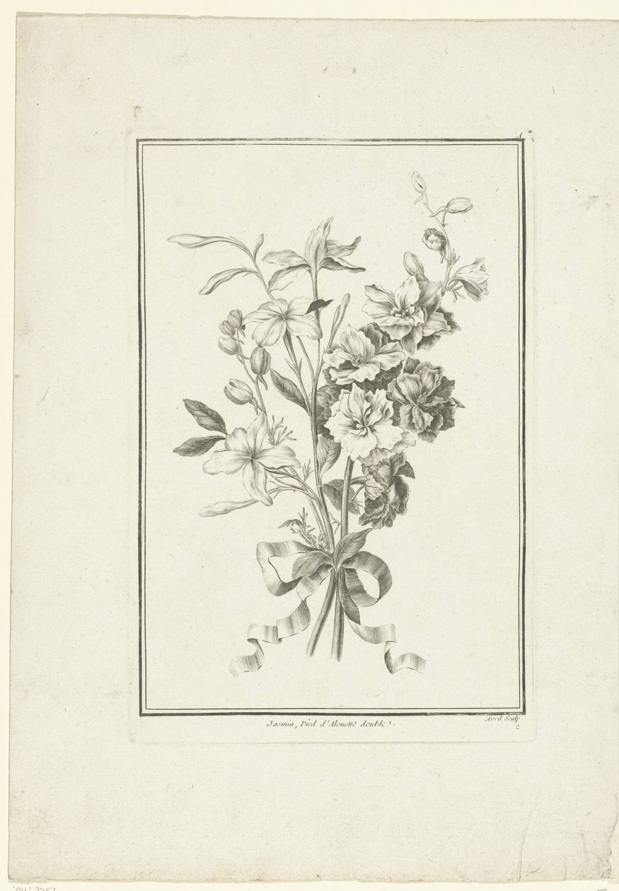 Blumenstrauß aus Jasmin und Rittersporn von Jean Jacques Avril (I)