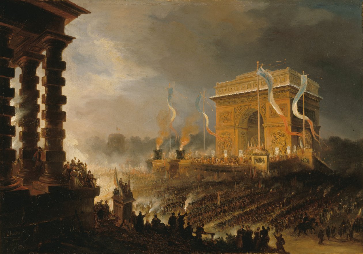 Fête de la Fraternité am Triumphbogen der Étoile, am Abend des 20. April 1848, 1848 von Jean Jacques Champin