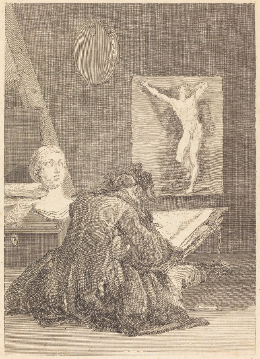 Der Zeichner von Jean Jacques Flipart after Jean Siméon Chardin