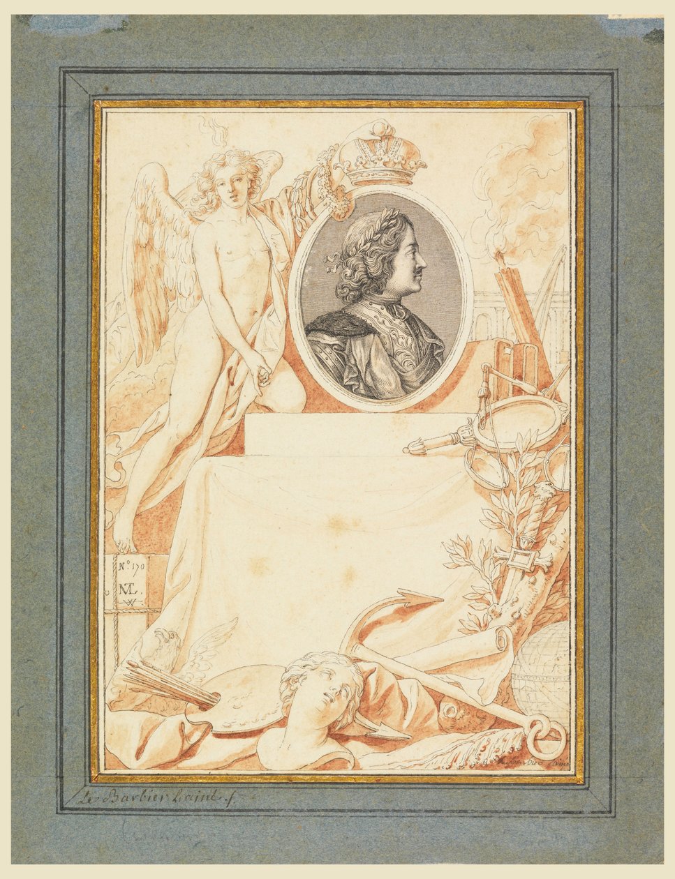 Frontispiz für eine Geschichte von Peter dem Großen, ca. 1780 von Jean Jacques Francois Le Barbier