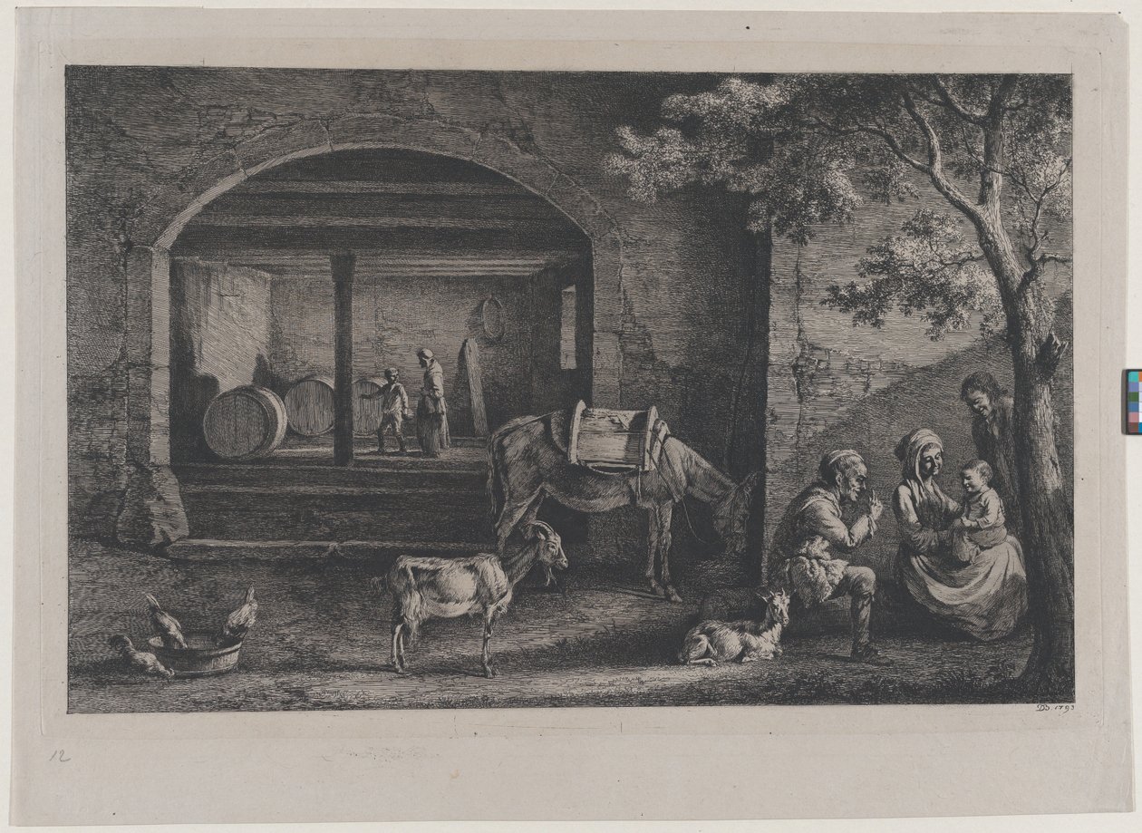 Innenraum eines Bauernhofs in Saint-Jean-de-Touslas, 1793 von Jean Jacques de Boissieu