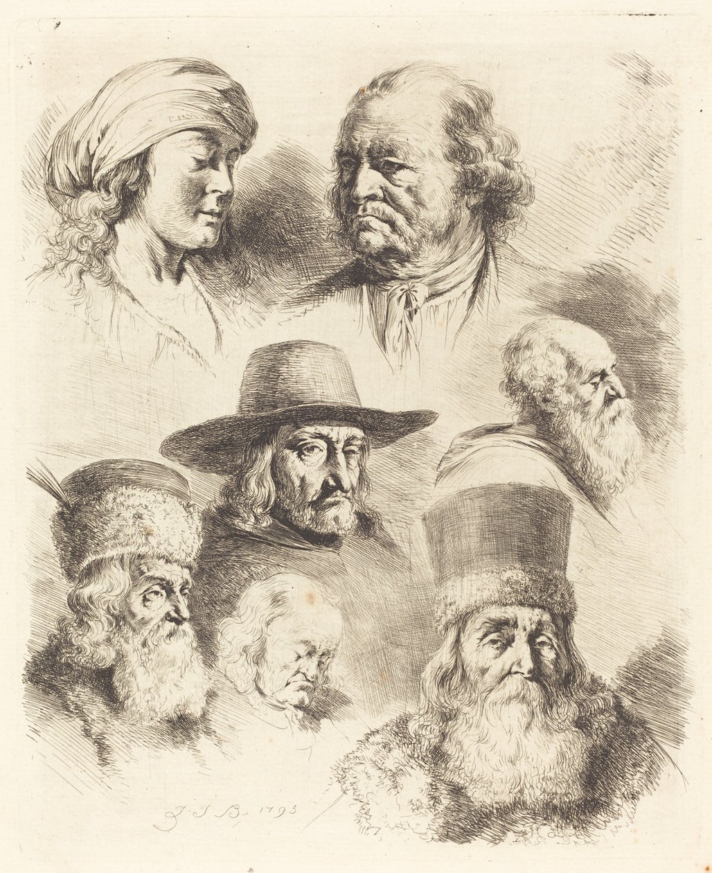 Sieben Studien von Köpfen von Jean Jacques de Boissieu