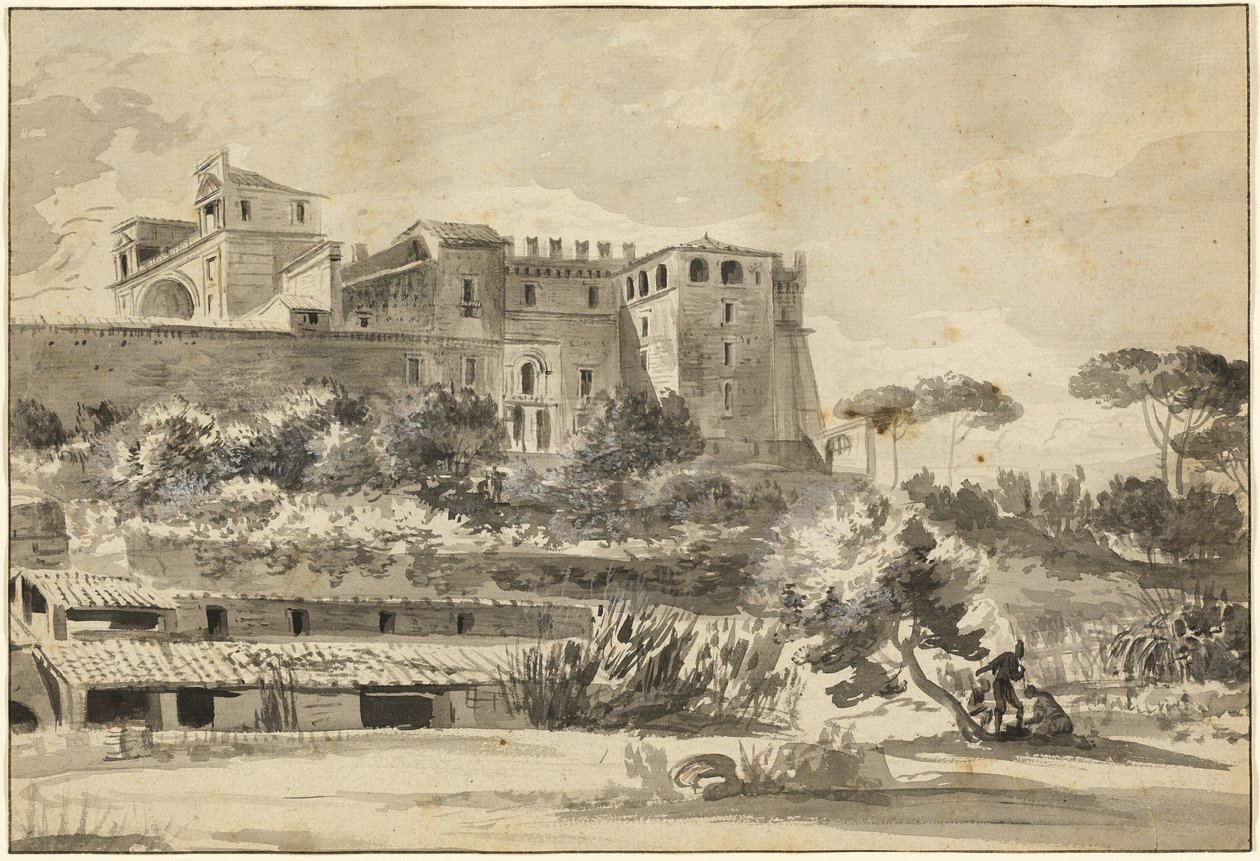 Ansicht einer italienischen Villa und Gärten (das Belvedere des Vatikans) von Jean Jacques de Boissieu