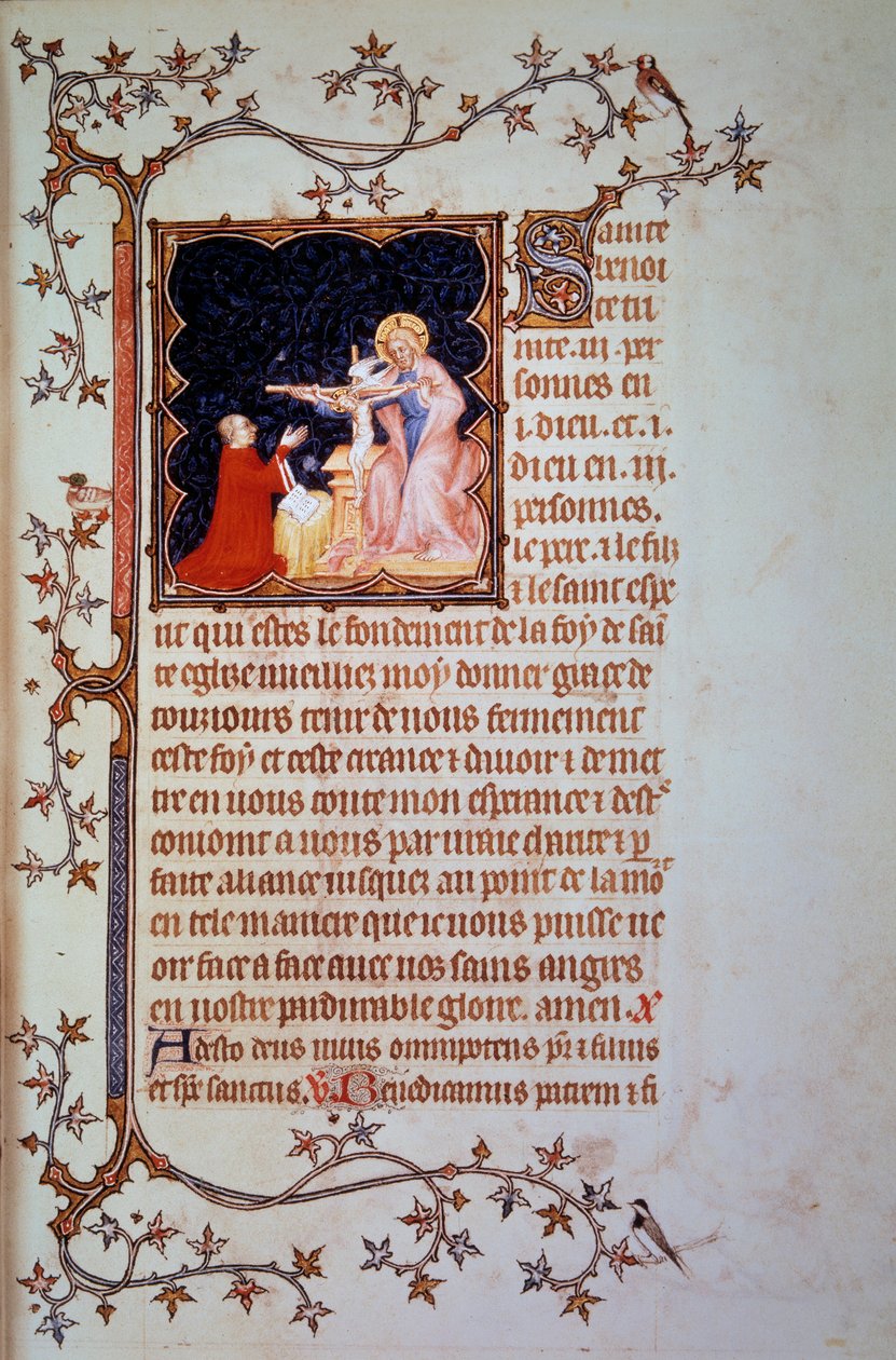 Herzog Johann I. von Berry vor der Heiligen Dreifaltigkeit von Jean Le and workshop (attr. to) Noir