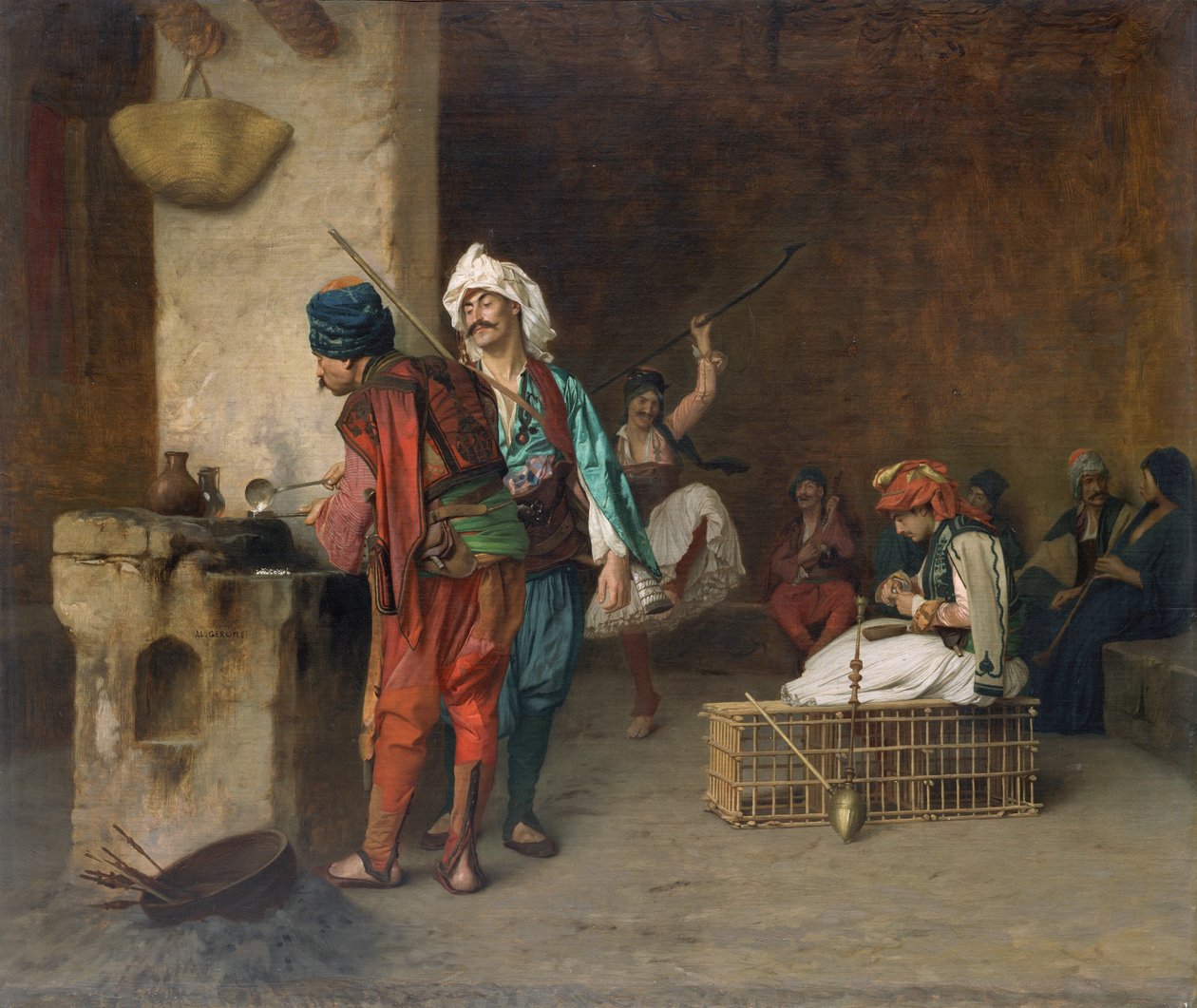 Caféhaus, Kairo, Kugeln gießen, 1884 oder früher von Jean Leon Gerome
