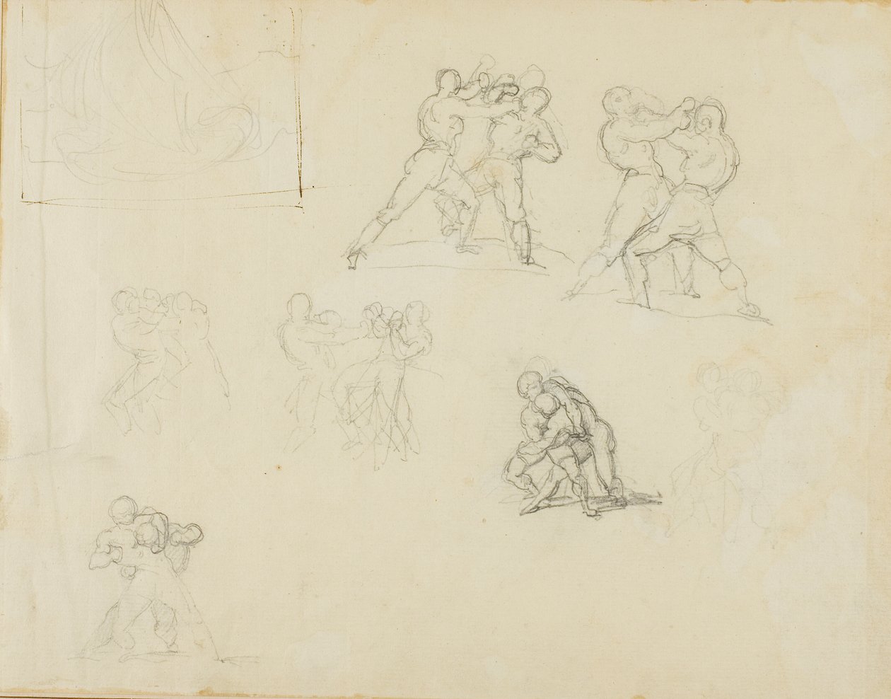 Sieben Skizzen von Paaren von Boxern oder Ringern von Jean Louis André Théodore Géricault
