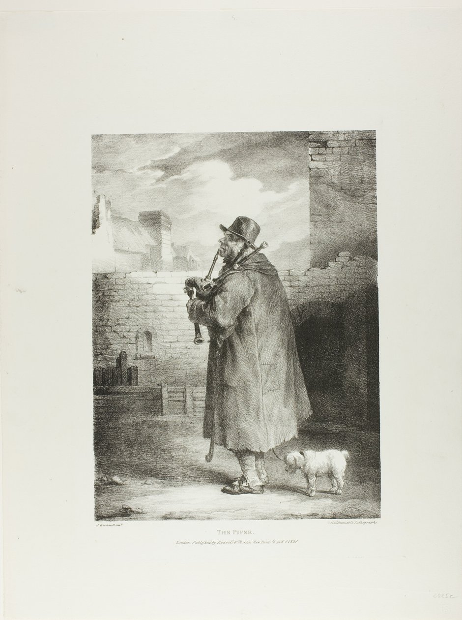 Der Pfeifer, Platte 1 aus Verschiedene Motive aus dem Leben und auf Stein gezeichnet (Die Englische Suite) von Jean Louis André Théodore Géricault
