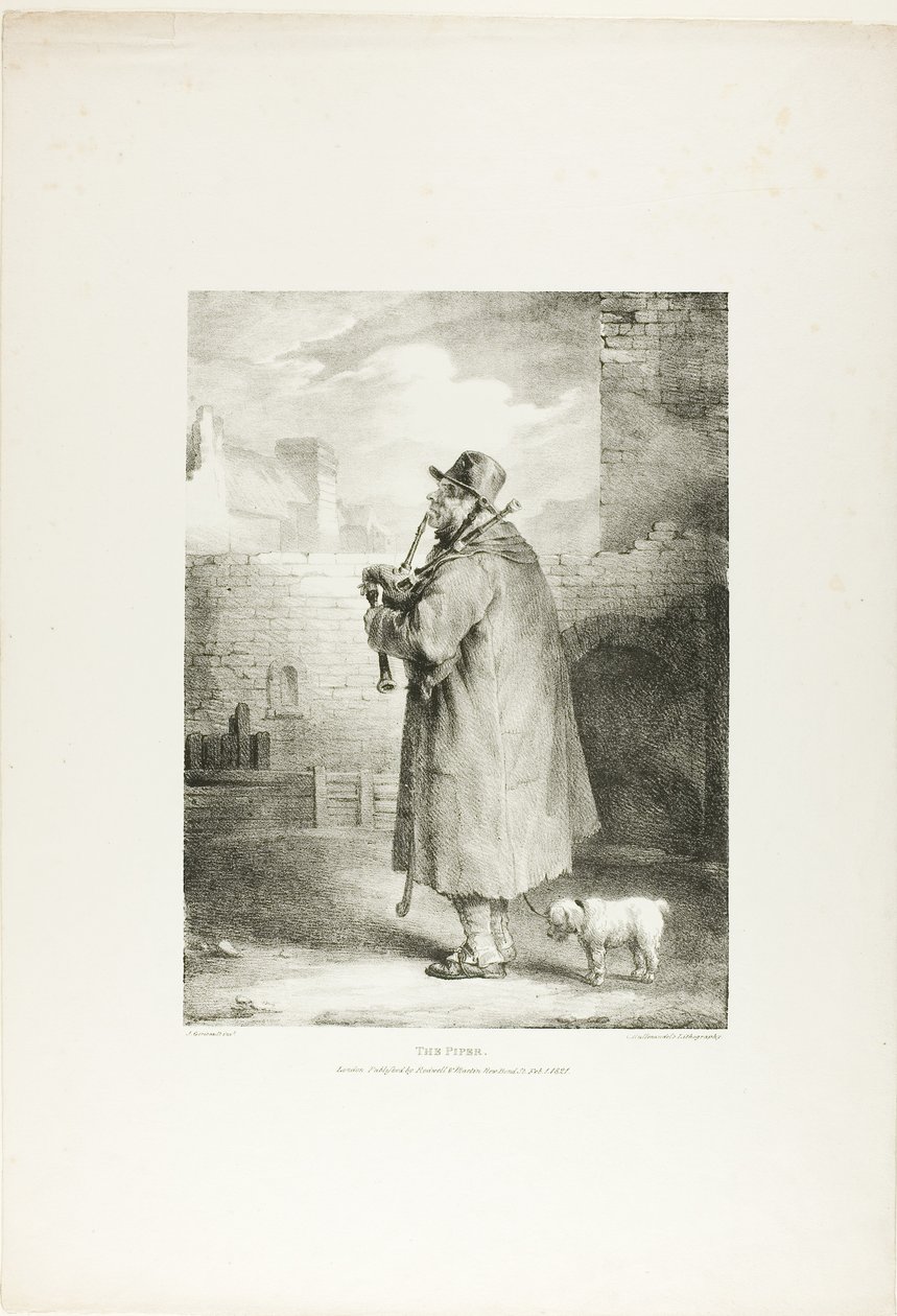 Der Pfeifer, Platte eins aus Verschiedene Motive nach dem Leben auf Stein gezeichnet von Jean Louis André Théodore Géricault