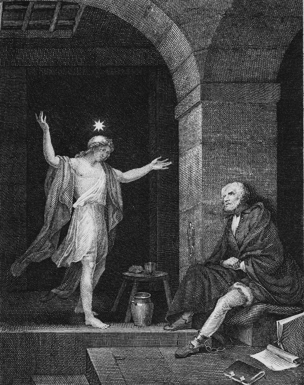 Hesper erscheint Kolumbus im Gefängnis, 1800er Jahre von Jean Louis Delignon