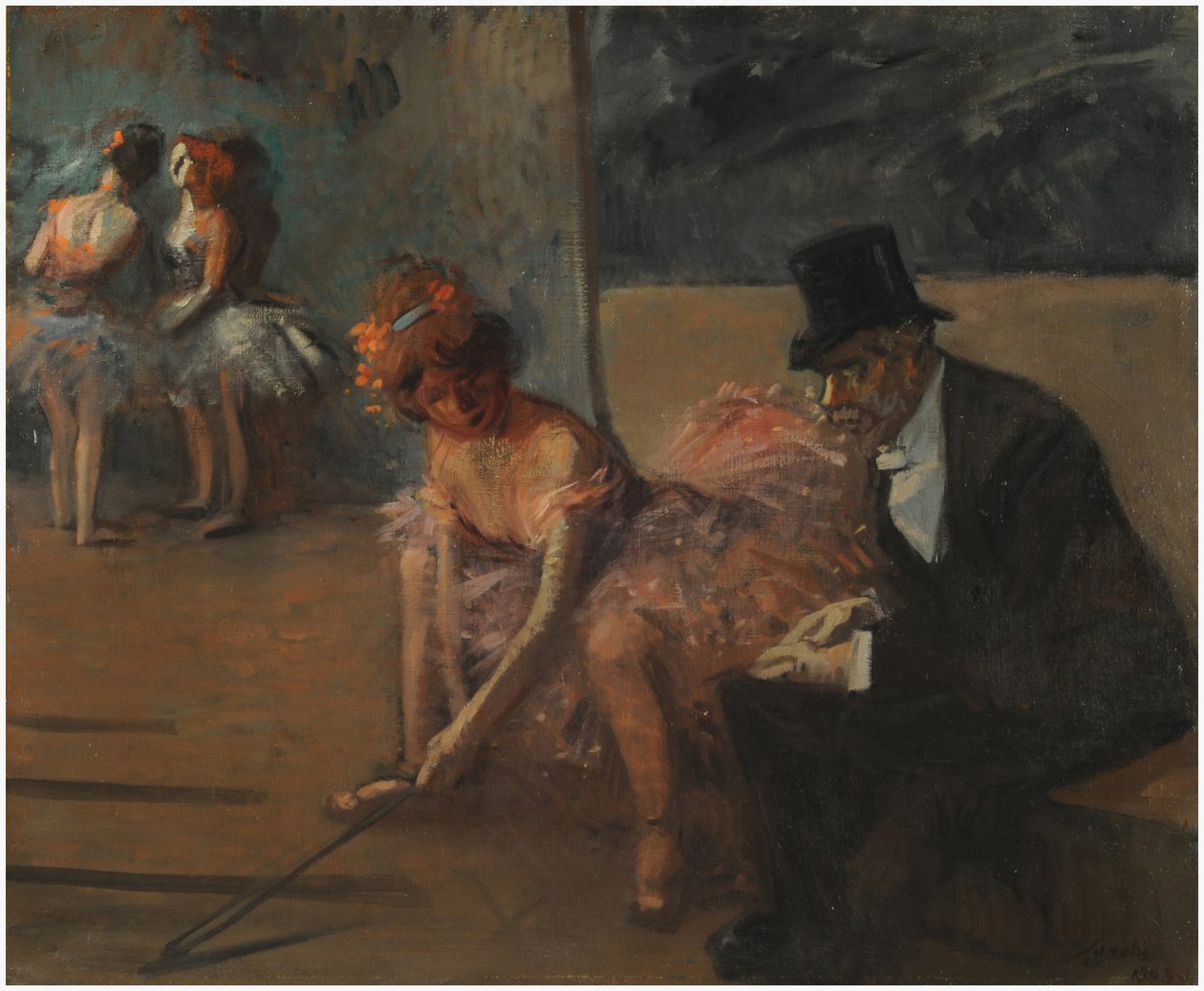 Tänzerin mit Bewunderer hinter der Bühne von Jean Louis Forain