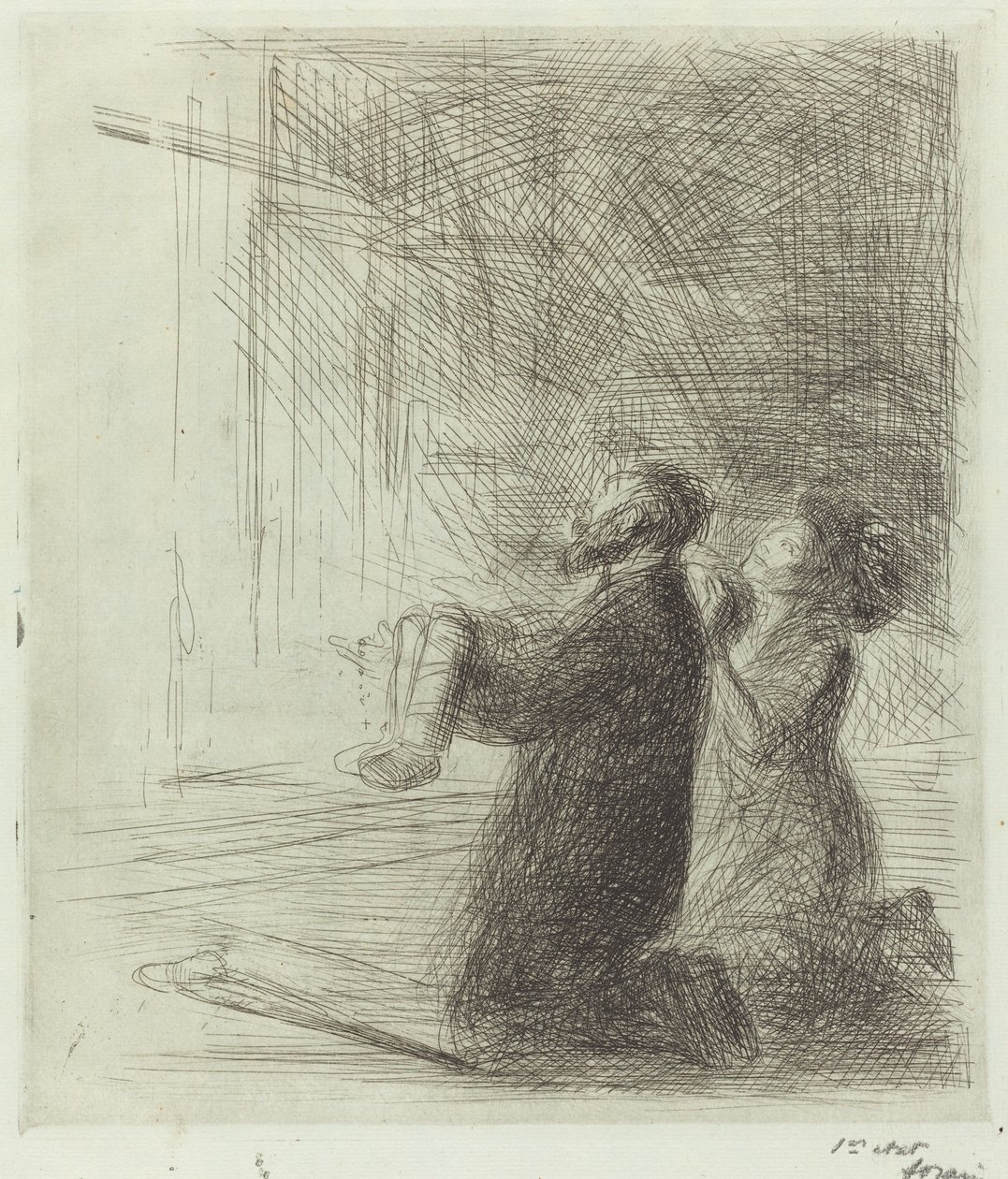 Lourdes, Flehend vor der Grotte (vierte Platte) von Jean Louis Forain