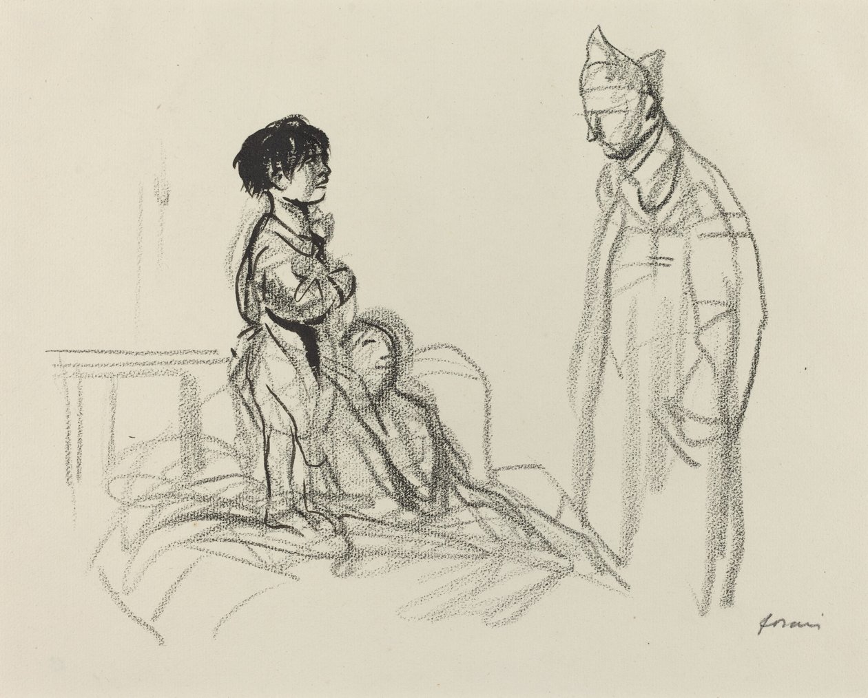 Mutter und Kind im Krankenhaus von Soldat besucht von Jean Louis Forain