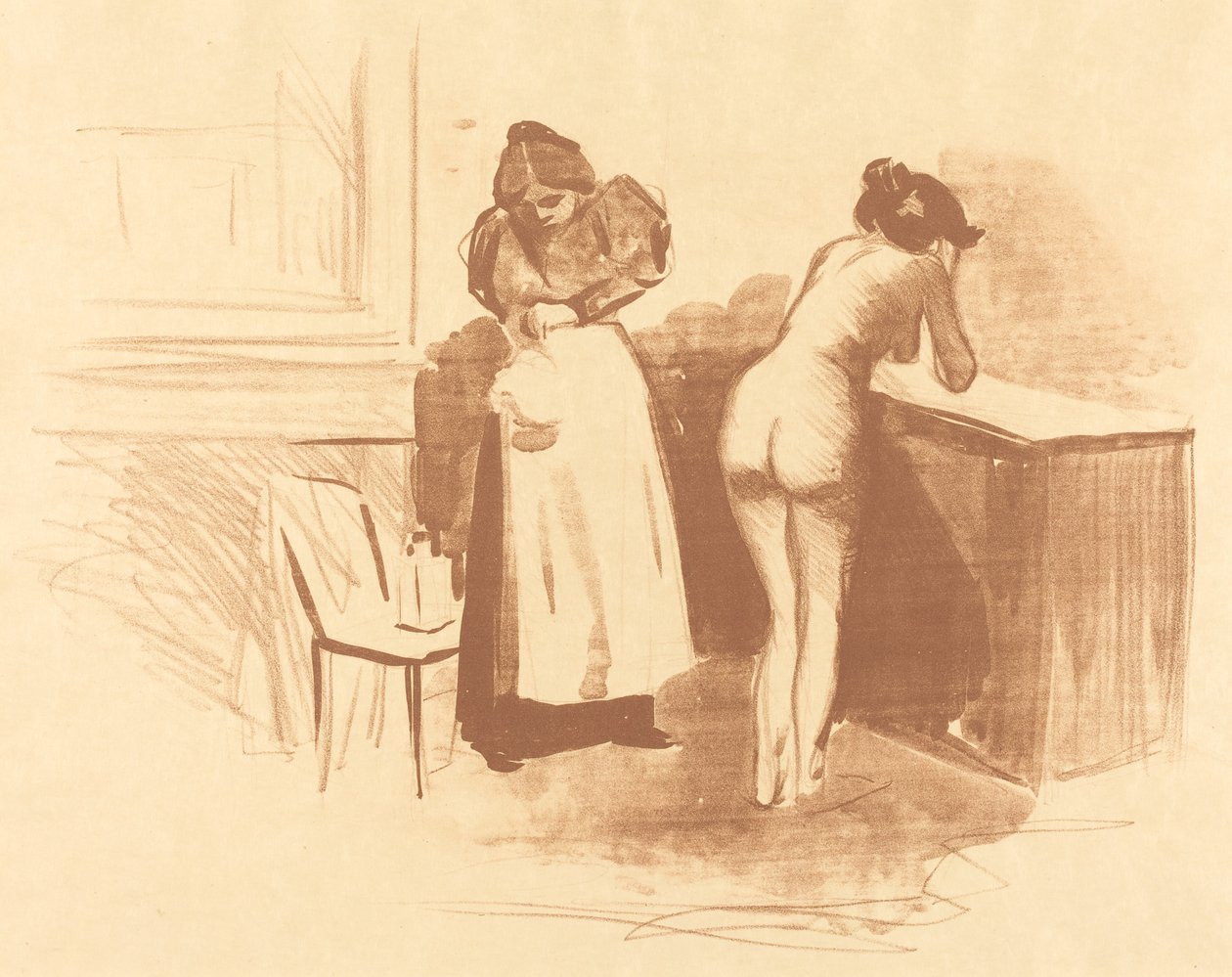 Die Massage mit grobem Haarhandschuh von Jean Louis Forain