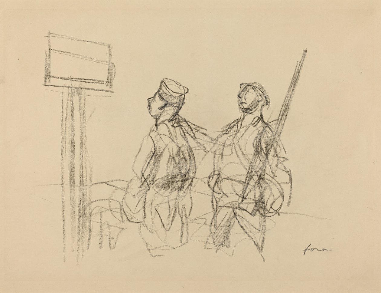 Zwei Soldaten betrachten ein Plakat, wahrscheinlich 1918 von Jean Louis Forain