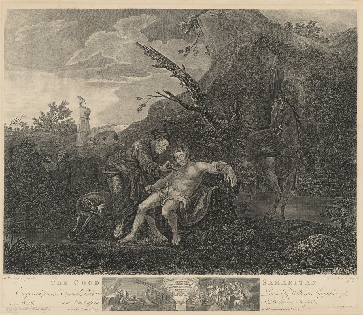 Der barmherzige Samariter von Jean Marie Delatre and Simon Francois Ravenet I after William Hogarth