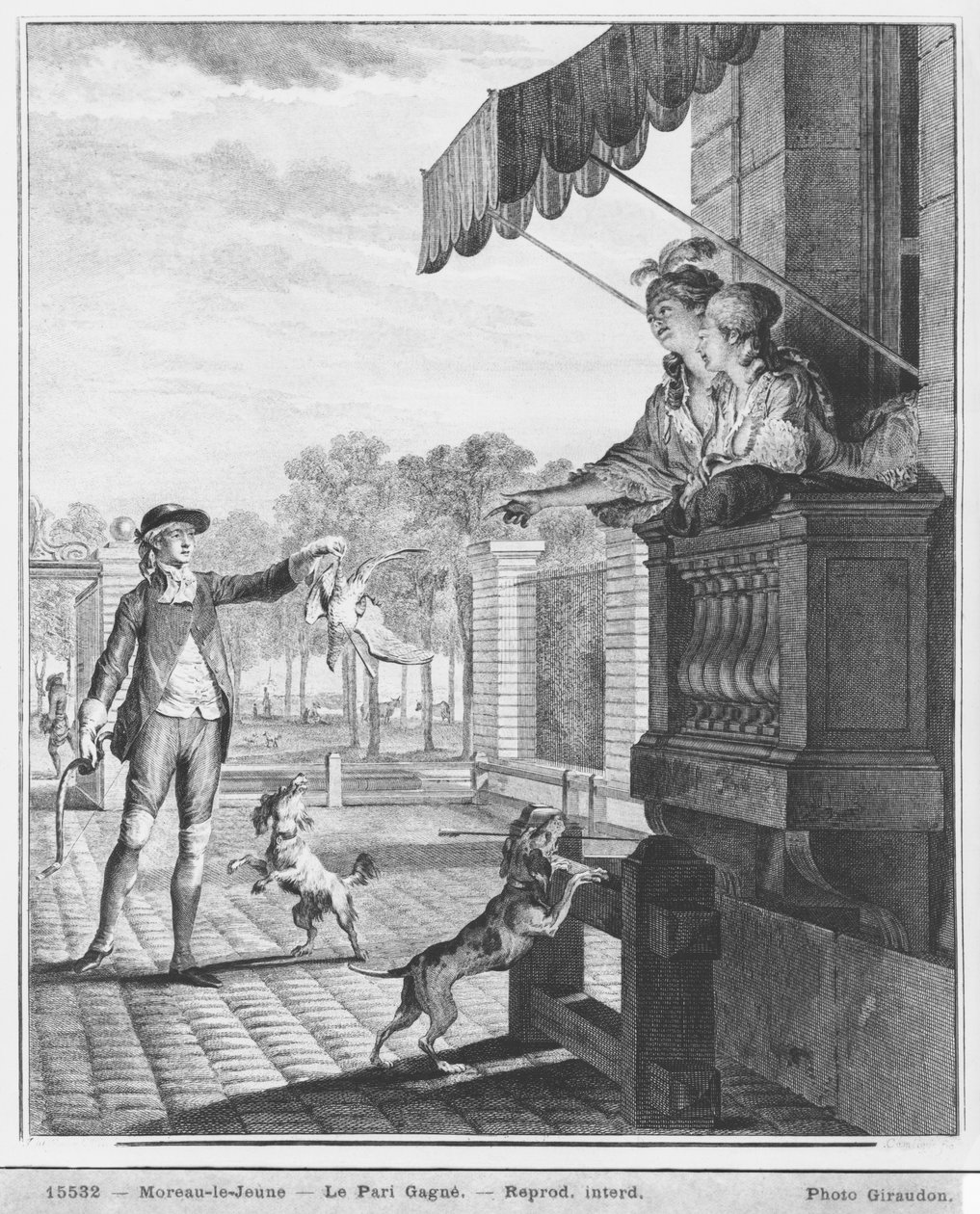 Eine Wette eingehen, graviert von Camligue (fl.1785) ca. 1777 von Jean Michel the Younger Moreau