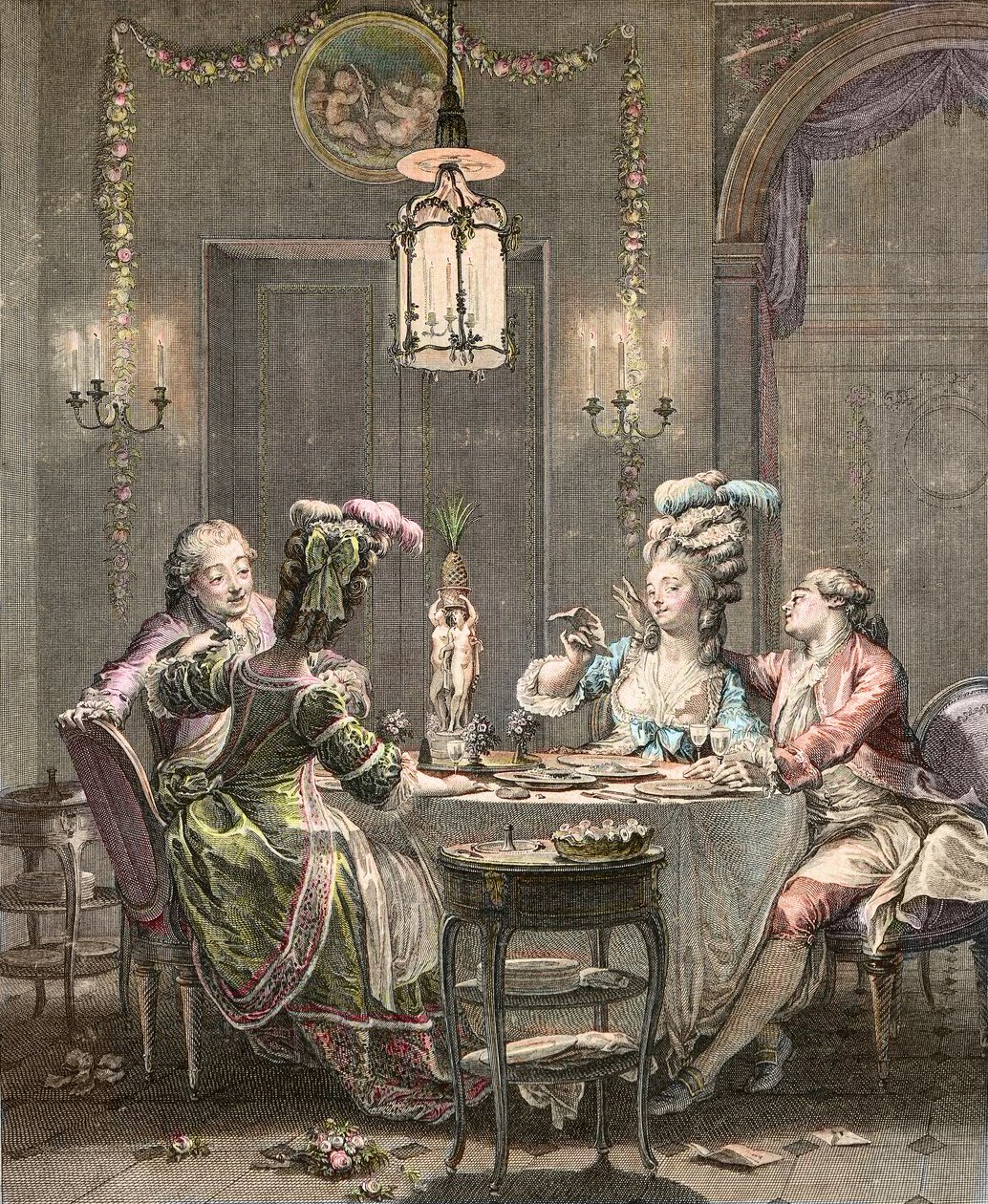 Das Gourmet-Abendessen - Gravur von Isidore Stanislas Helman (1743-1809) 1781 nach Moreau, Jean Michel der Jüngere (1741-1814) von Jean Michel the Younger (after) Moreau