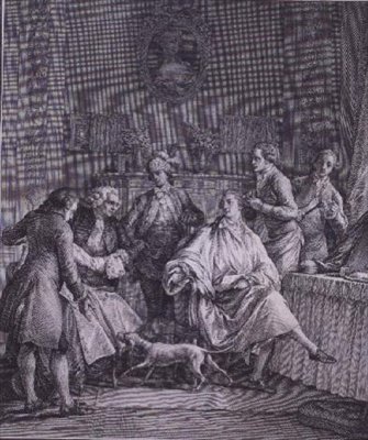 Das Ankleidezimmer des Gentlemans, graviert von P.A. Martini (1739-97) von Jean Michel the Younger (after) Moreau