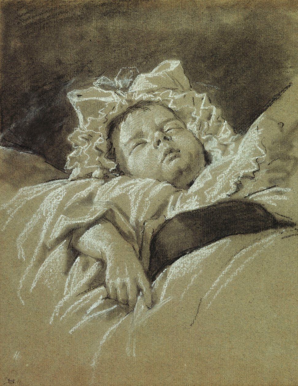 Der Kopf eines schlafenden Kindes von Jean Michel the Younger Moreau