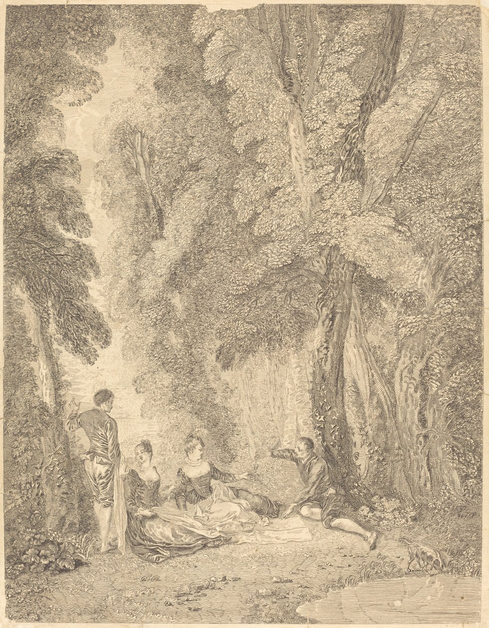 Die Zwischenmahlzeit von Jean Moyreau after Antoine Watteau