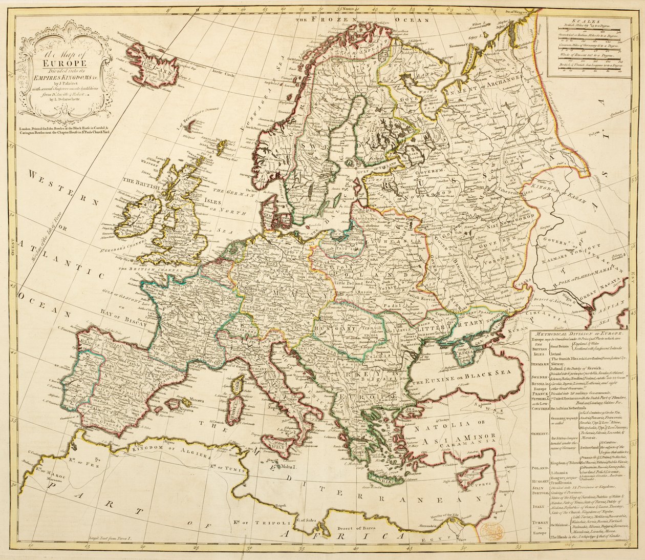 Eine Karte von Europa, unterteilt in seine Reiche und Königreiche, von J. Palairet mit mehreren Verbesserungen und Ergänzungen von D