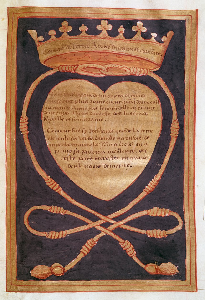 Fol. 61r Das gekrönte Herz des Mutes, aus dem Bericht über die Beerdigung von Anne von Bretagne (1477-1514) 1515 von Jean Perreal