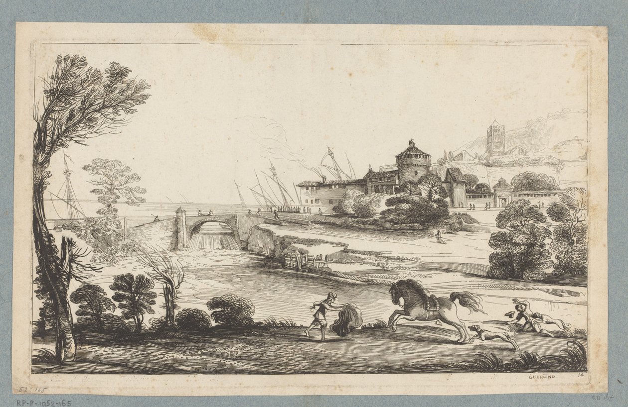 Landschaft mit gefallenem Reiter von Jean Pesne