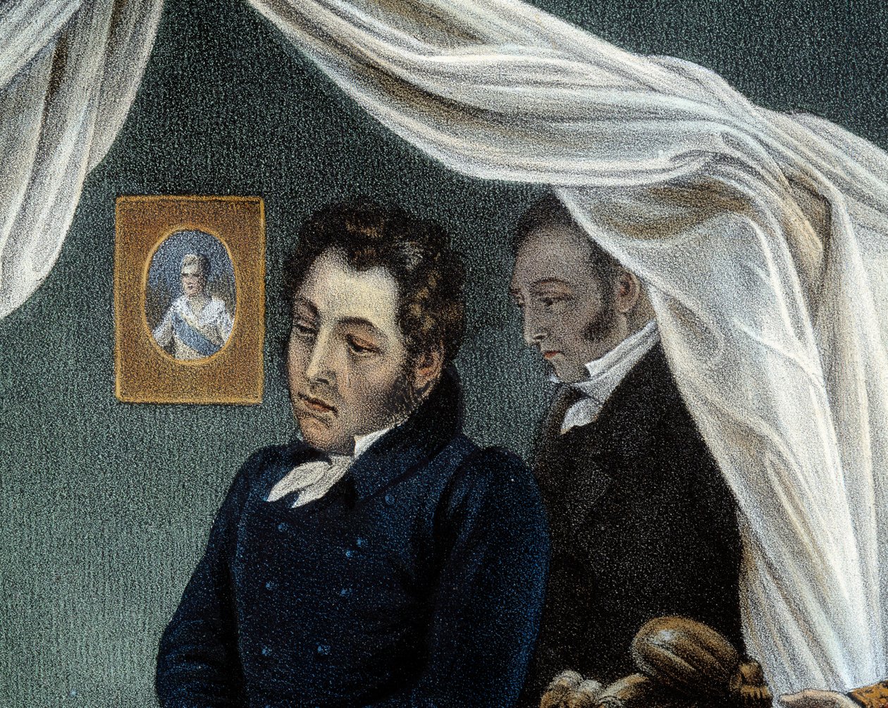 Der Tod Napoleons, 5.05.1821 auf St. Helena (Detail) Darstellung von Louis Etienne Saint Denis, bekannt als 