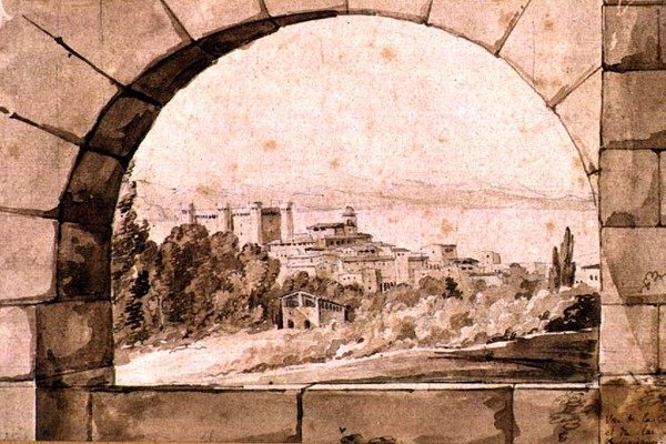 Ansicht der Stadt und des Sees von Bracciano, ca. 1810 von Jean Thomas Thibault