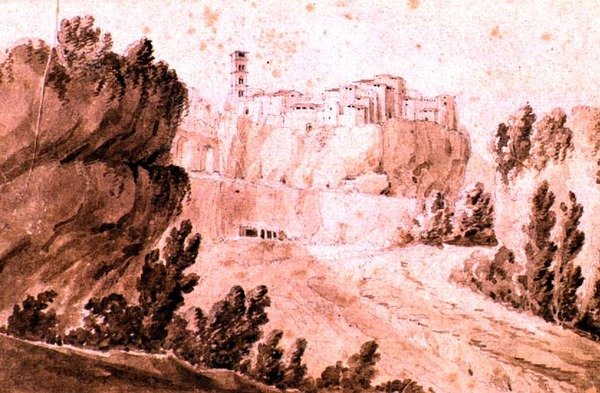 Ansicht der Stadt Bracciano, ca. 1810 von Jean Thomas Thibault