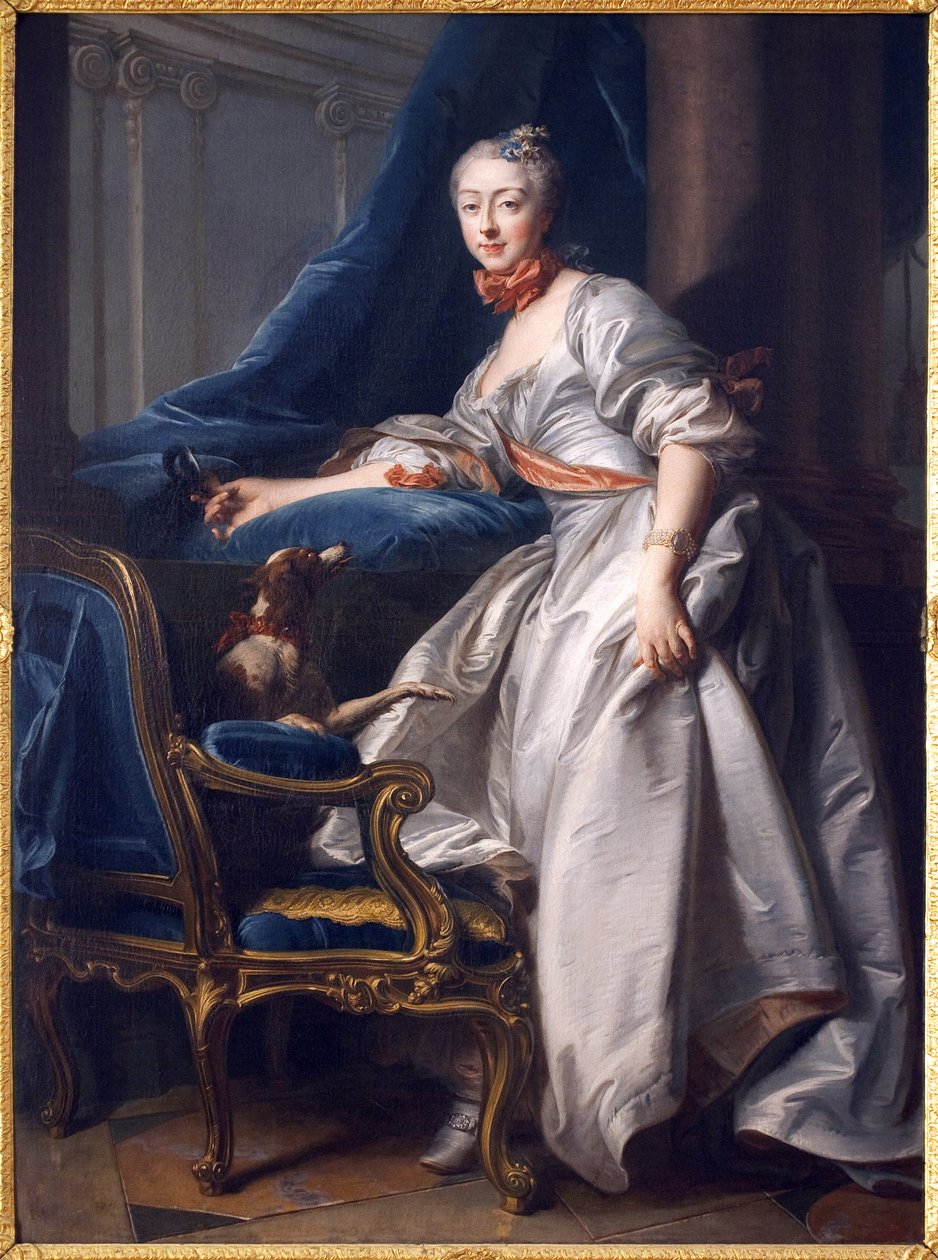Porträt von Marie Anne de Montboisier Beaufort Canillac, Marquise de Caumont. Gemälde von Jean Valade (1709-1787), Öl auf Leinwand von Jean Valade