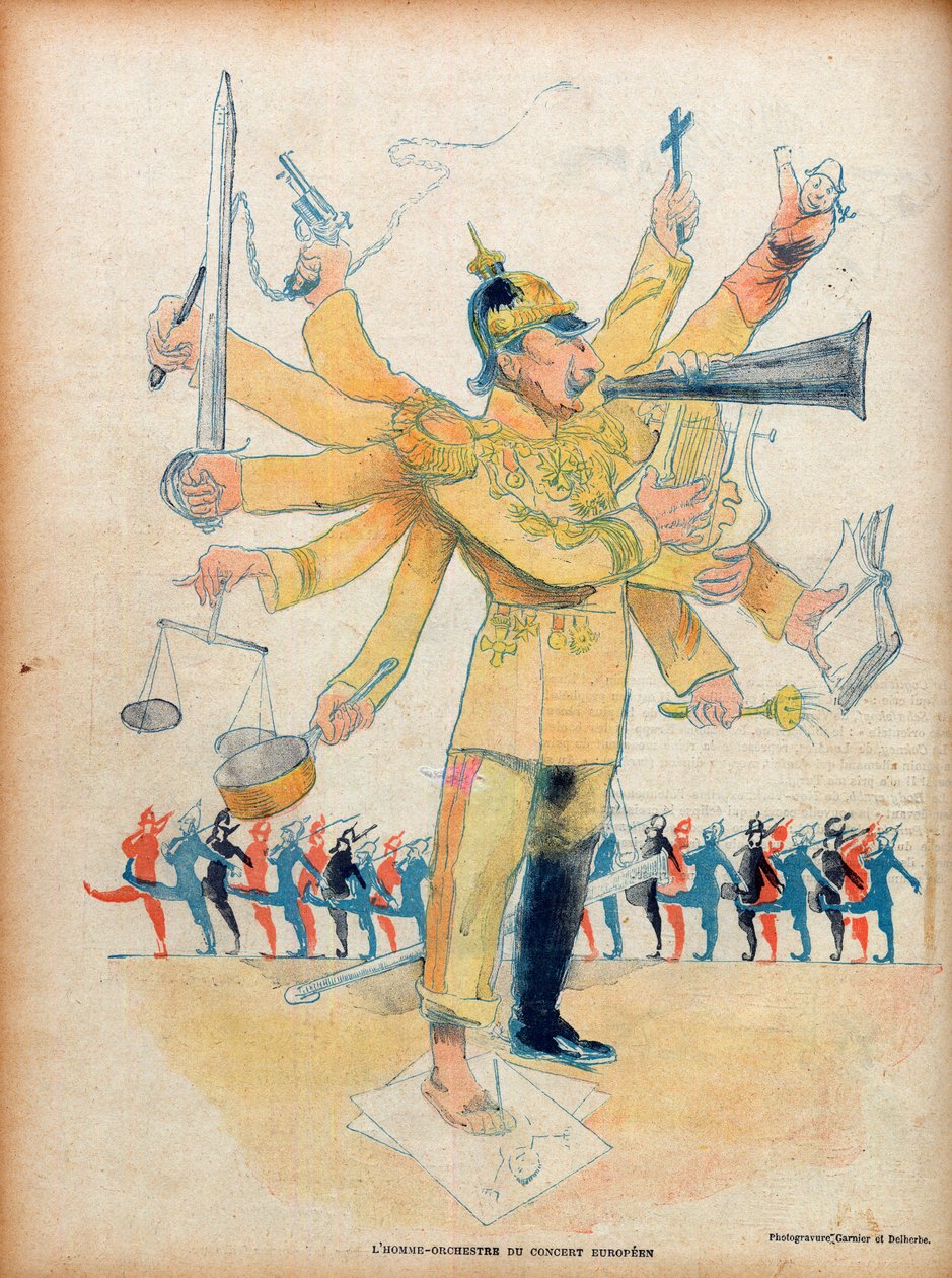 Wilhelm II. (1859-1941) (Kaiser Wilhelm II. deutscher Kaiser und König von Preußen) - der Mannorchester des europäischen Konzerts - Karikatur in „Le Rire“ vom 26. November 1898 - Karikatur von Jean Veber (1864-1928) von Jean Veber